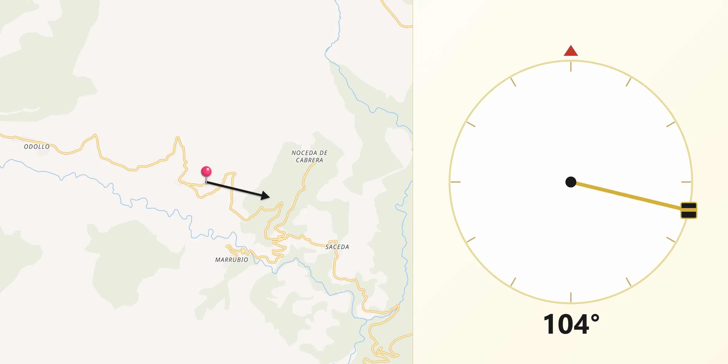 Dirección de la Qibla desde Castrillo de Cabrera