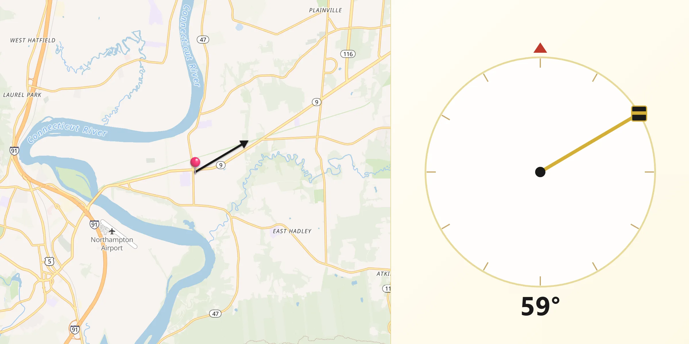 Qibla Direction from Hadley