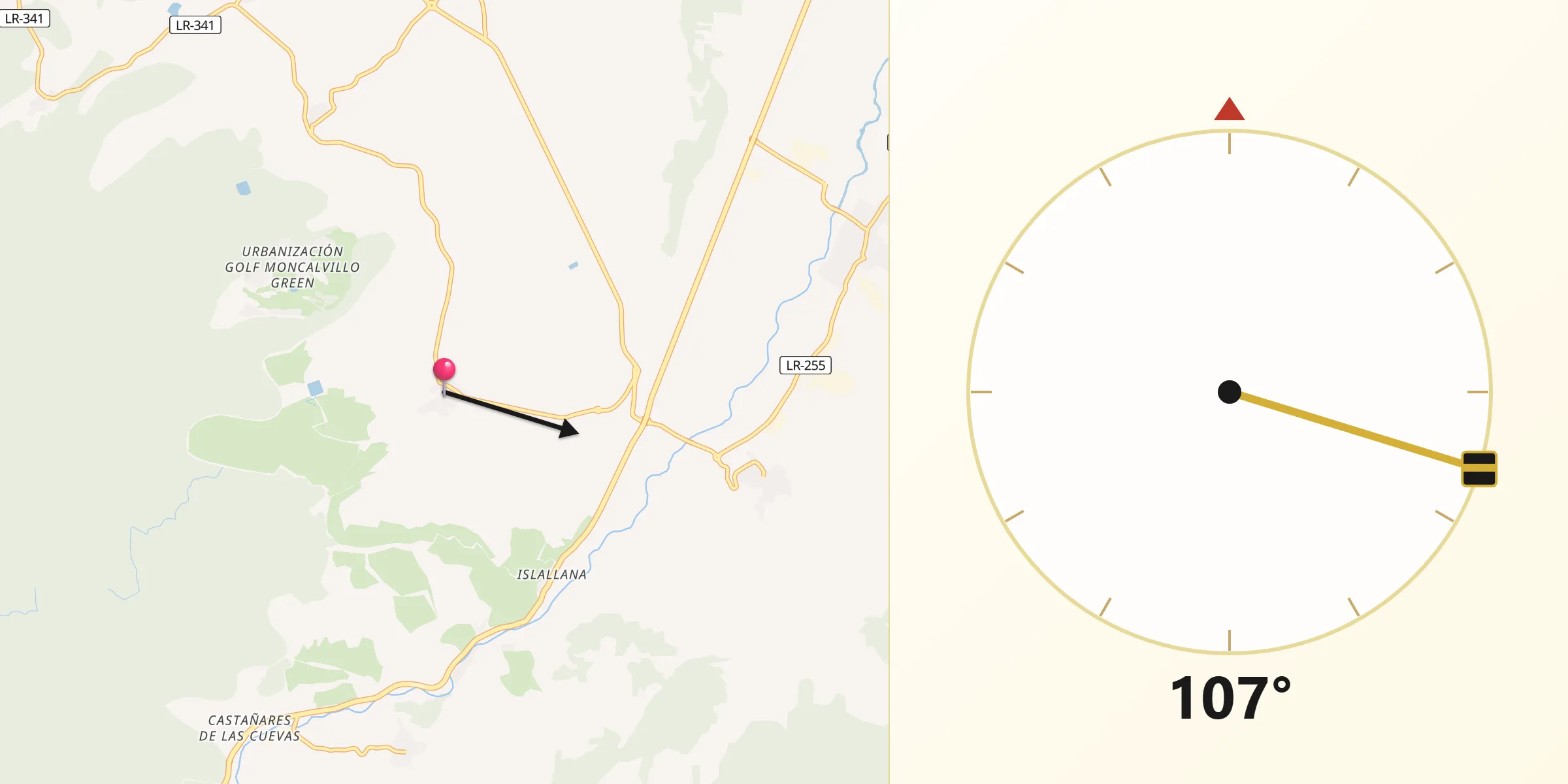 Dirección de la Qibla desde Sorzano