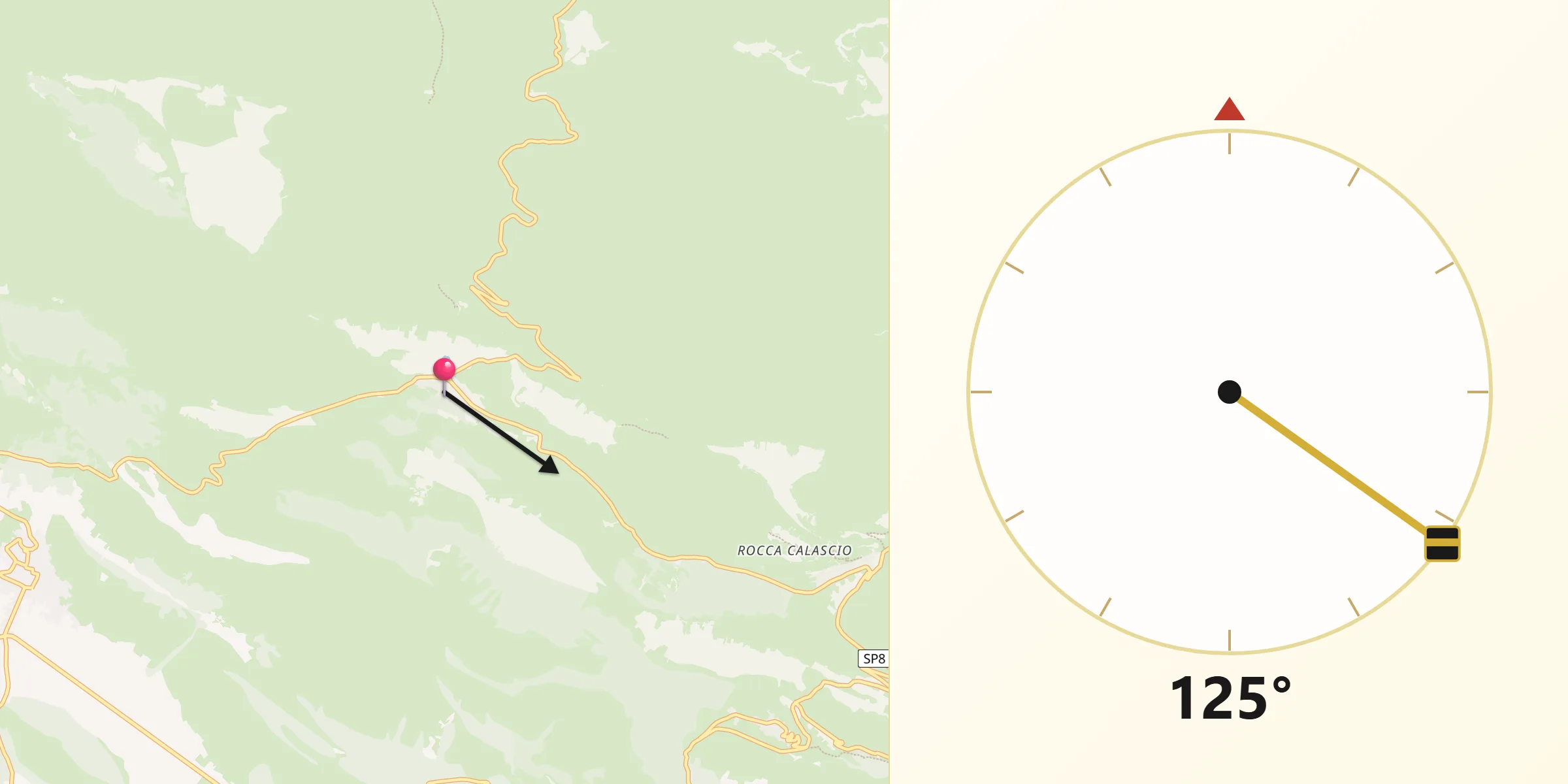 Direzione della Qibla da Santo Stefano di Sessanio