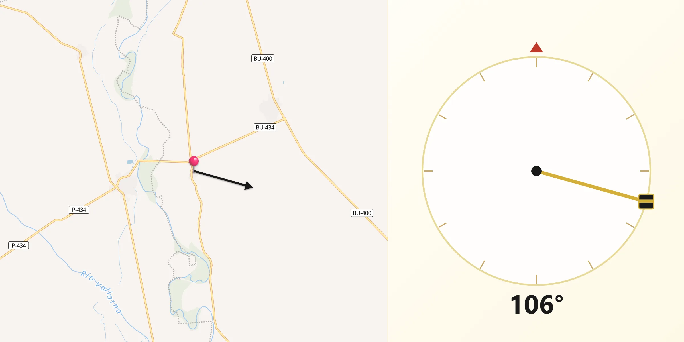 Dirección de la Qibla desde Palacios de Riopisuerga