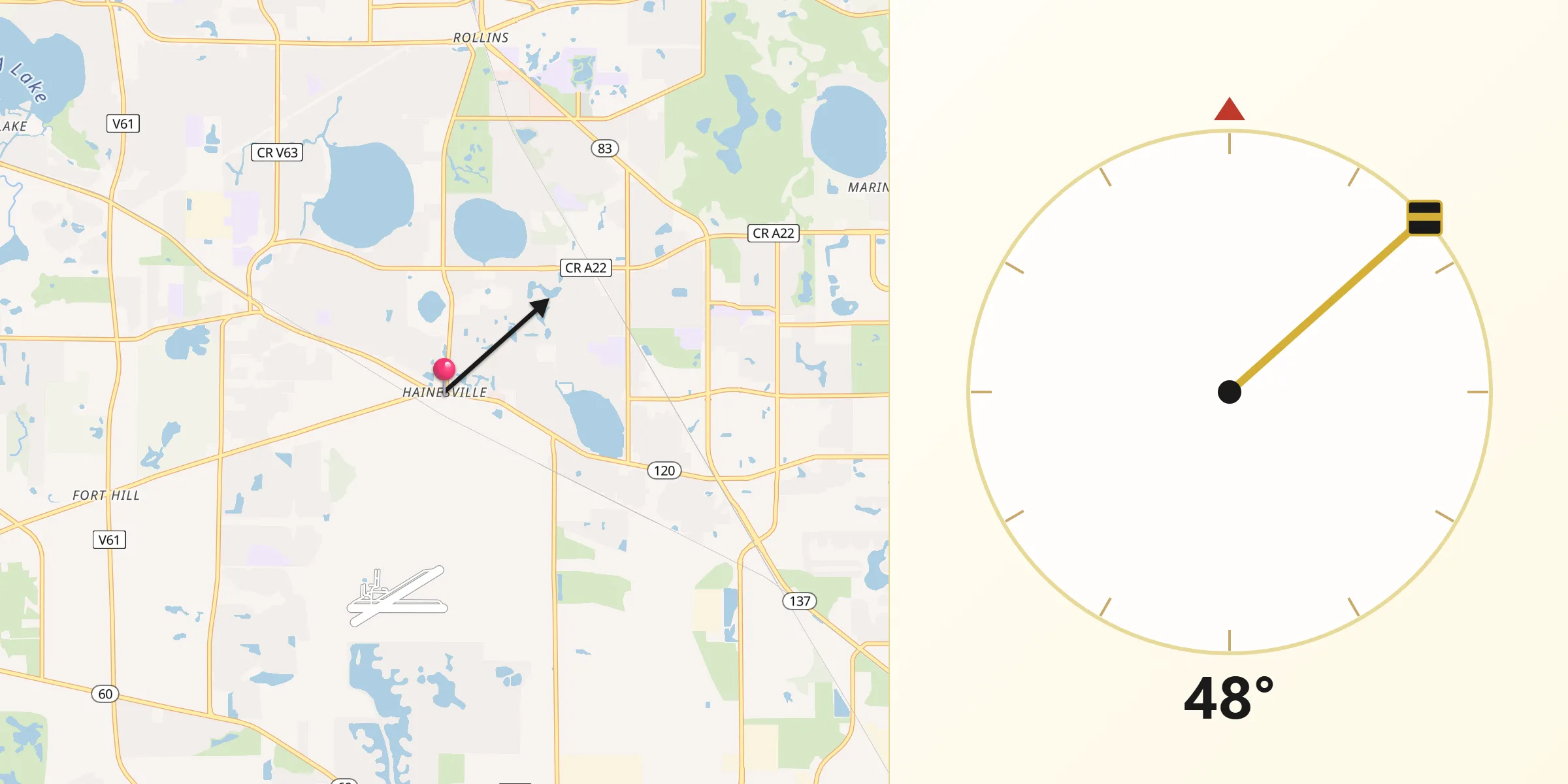 Qibla Direction from Hainesville