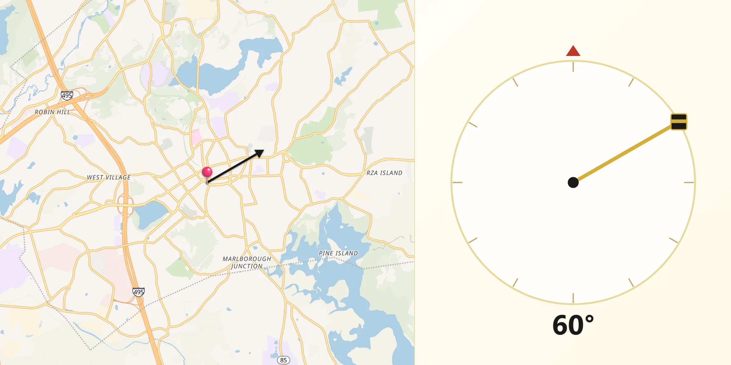 Qibla Direction from Marlborough