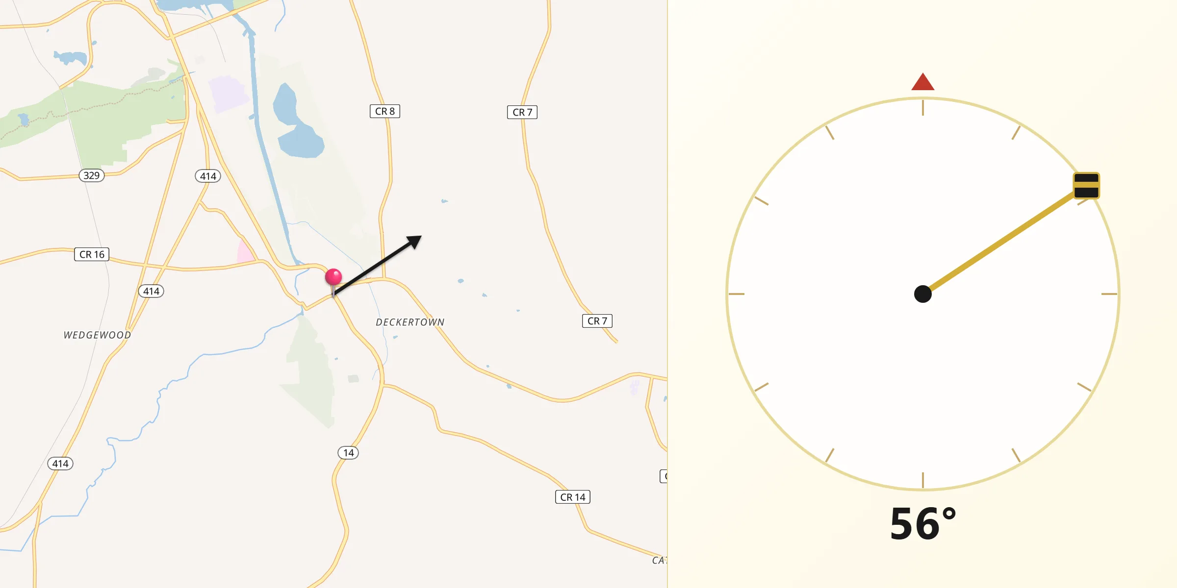Qibla Direction from Montour Falls