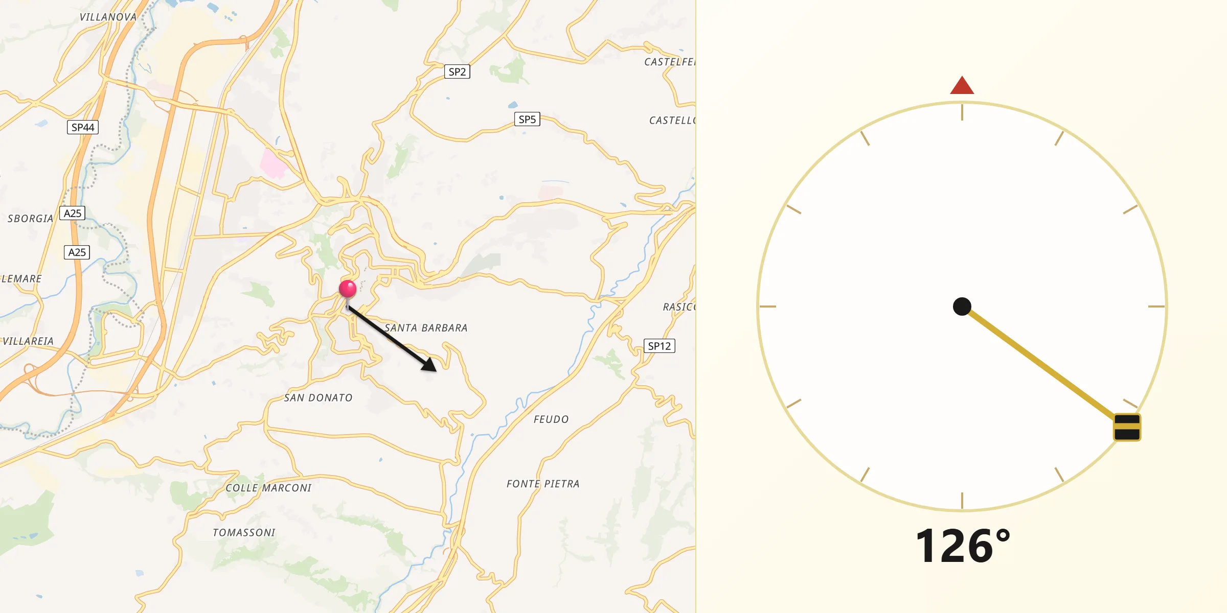 Direzione della Qibla da Chieti