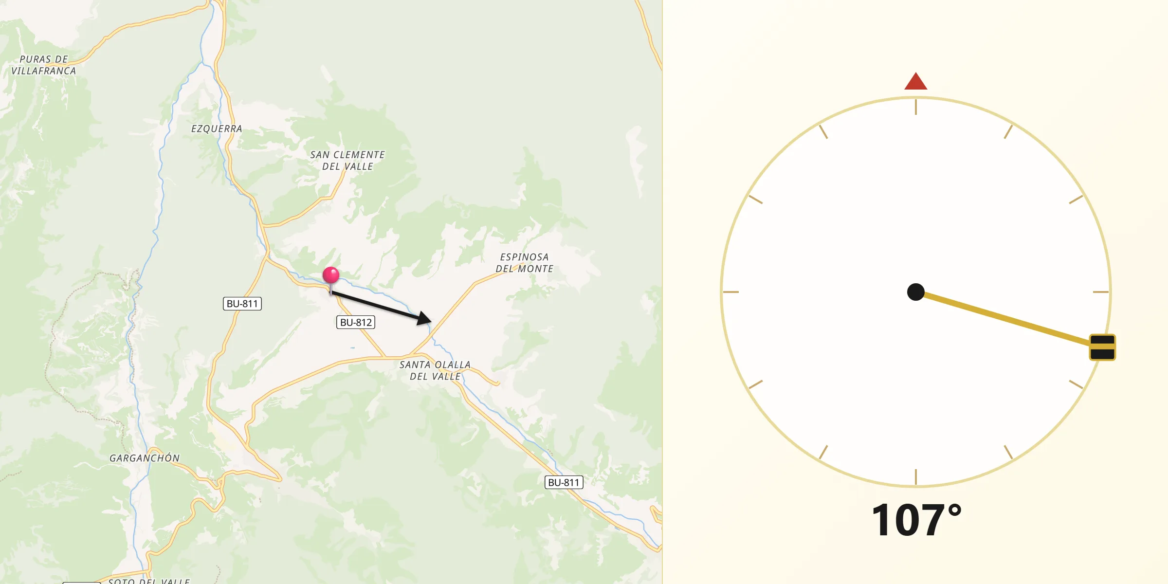 Dirección de la Qibla desde Villagalijo