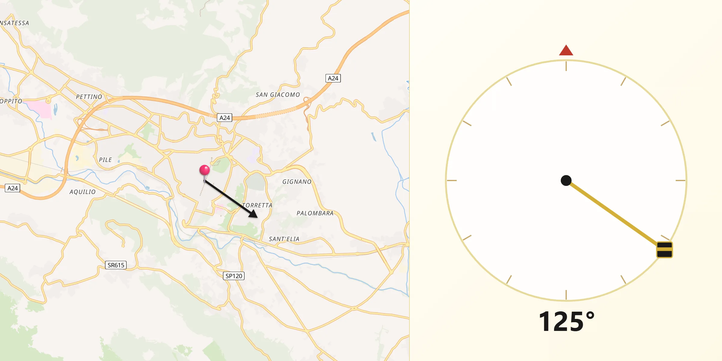 Direzione della Qibla da L'Aquila