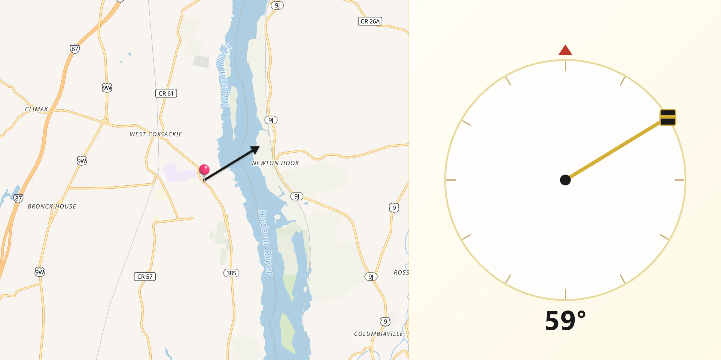 Qibla Direction from Coxsackie