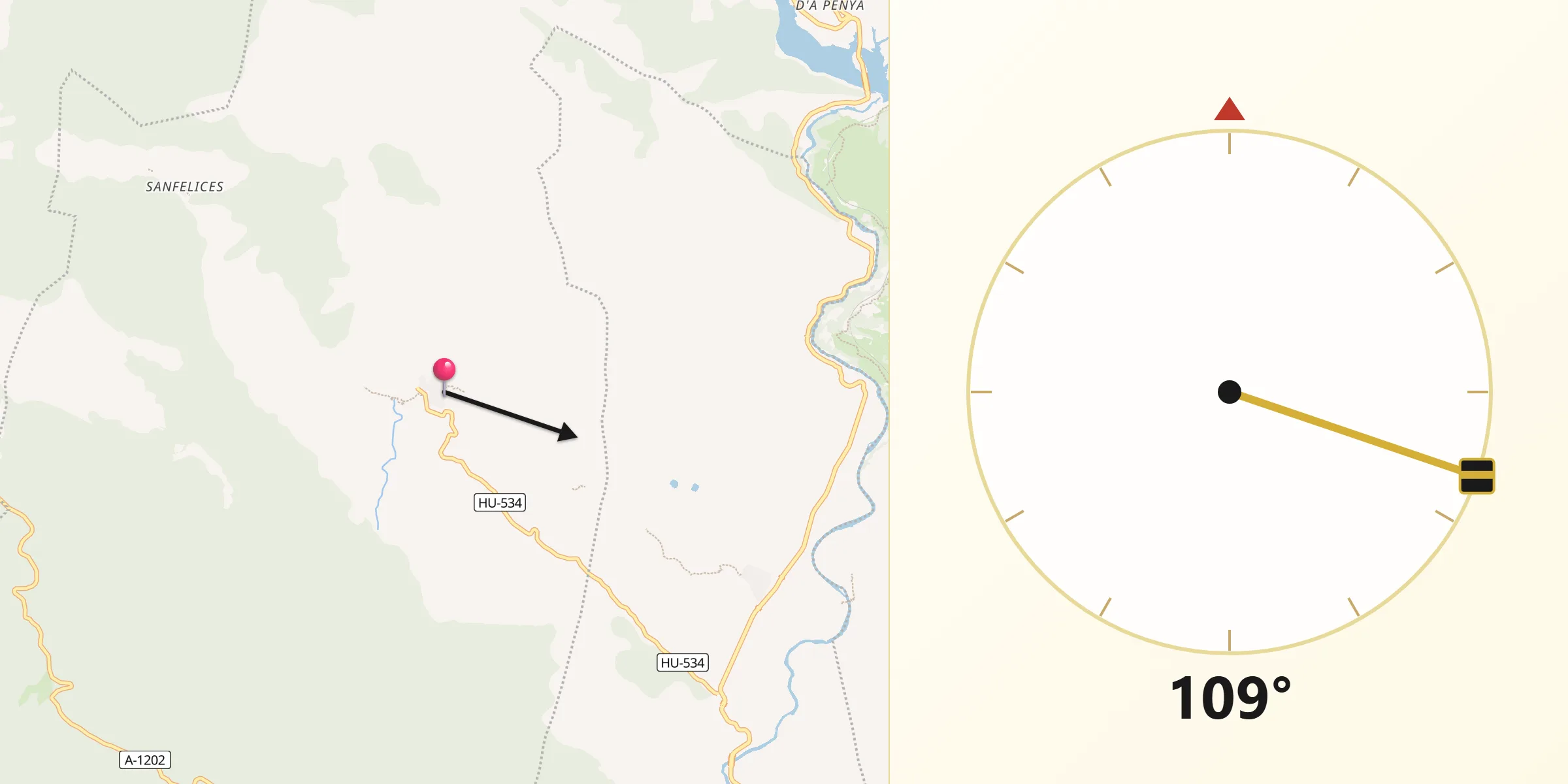 Dirección de la Qibla desde Agüero