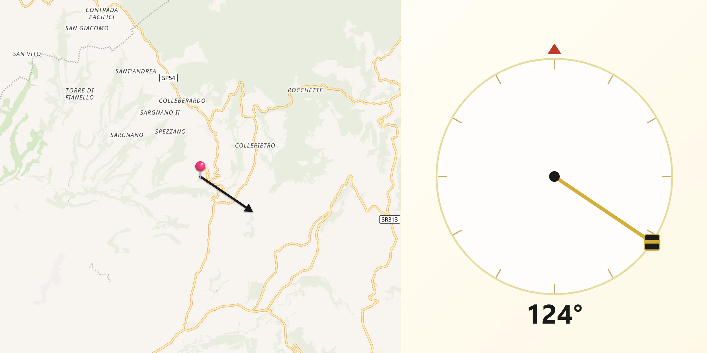 Direzione della Qibla da Tarano