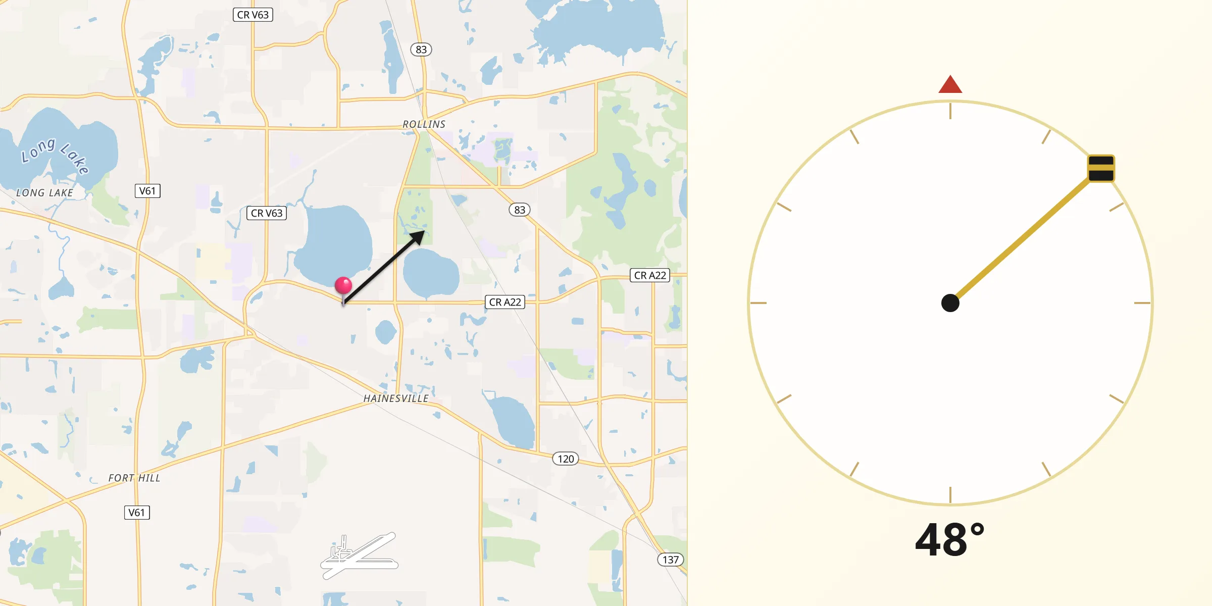 Qibla Direction from Round Lake Park