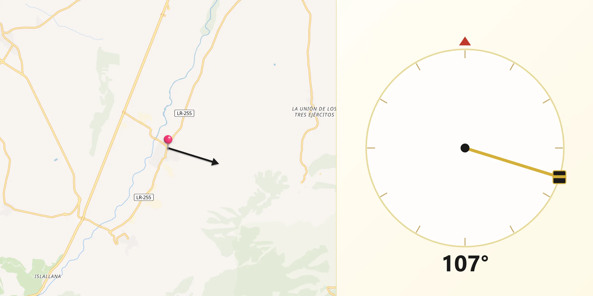 Dirección de la Qibla desde Albelda de Iregua