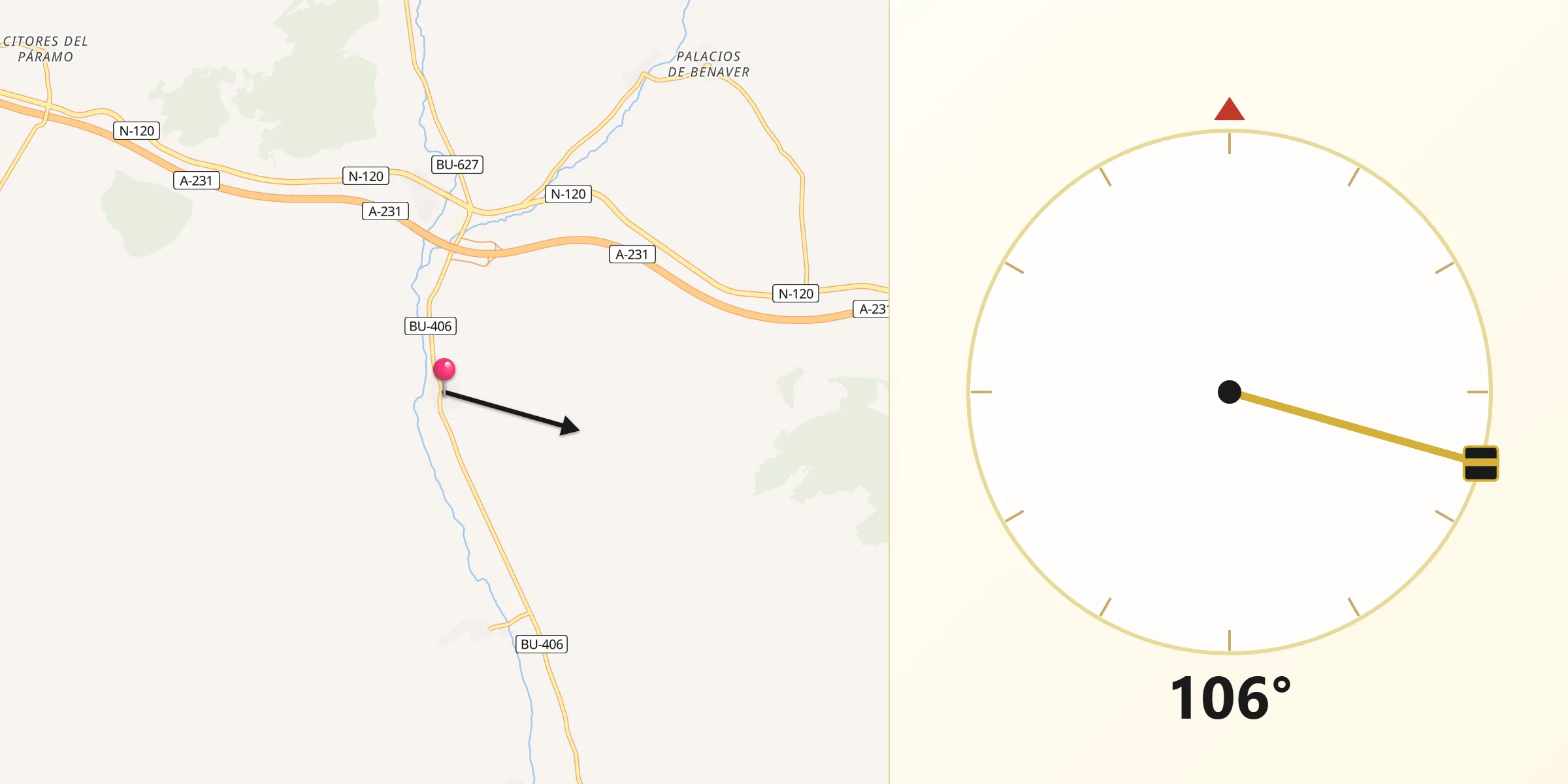 Dirección de la Qibla desde Isar