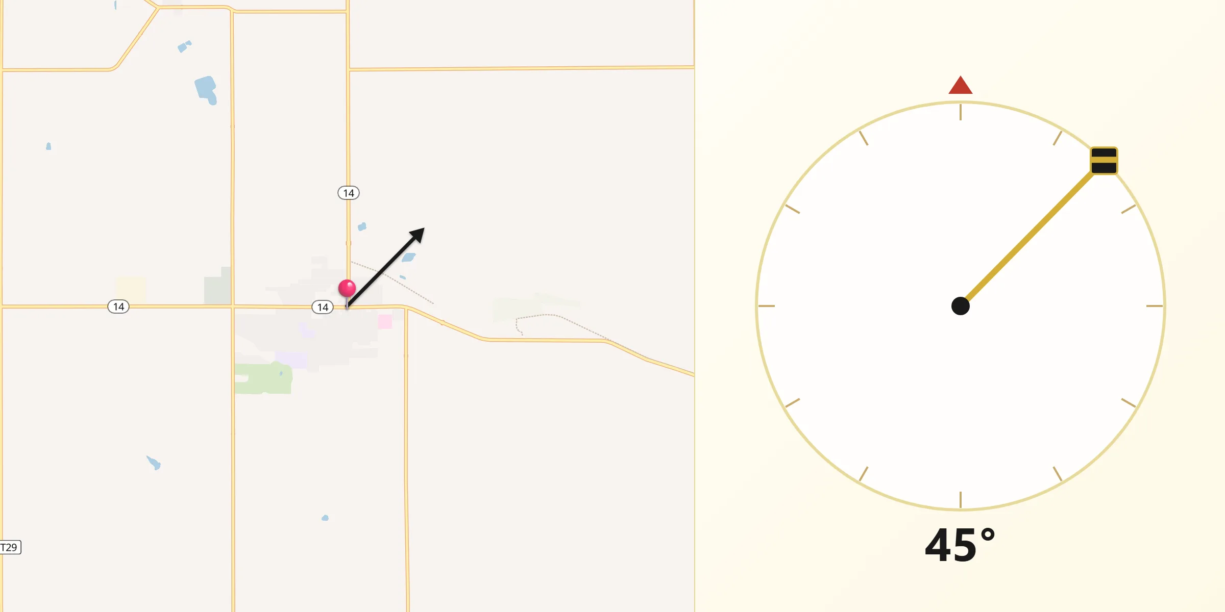 Qibla Direction from Grundy Center