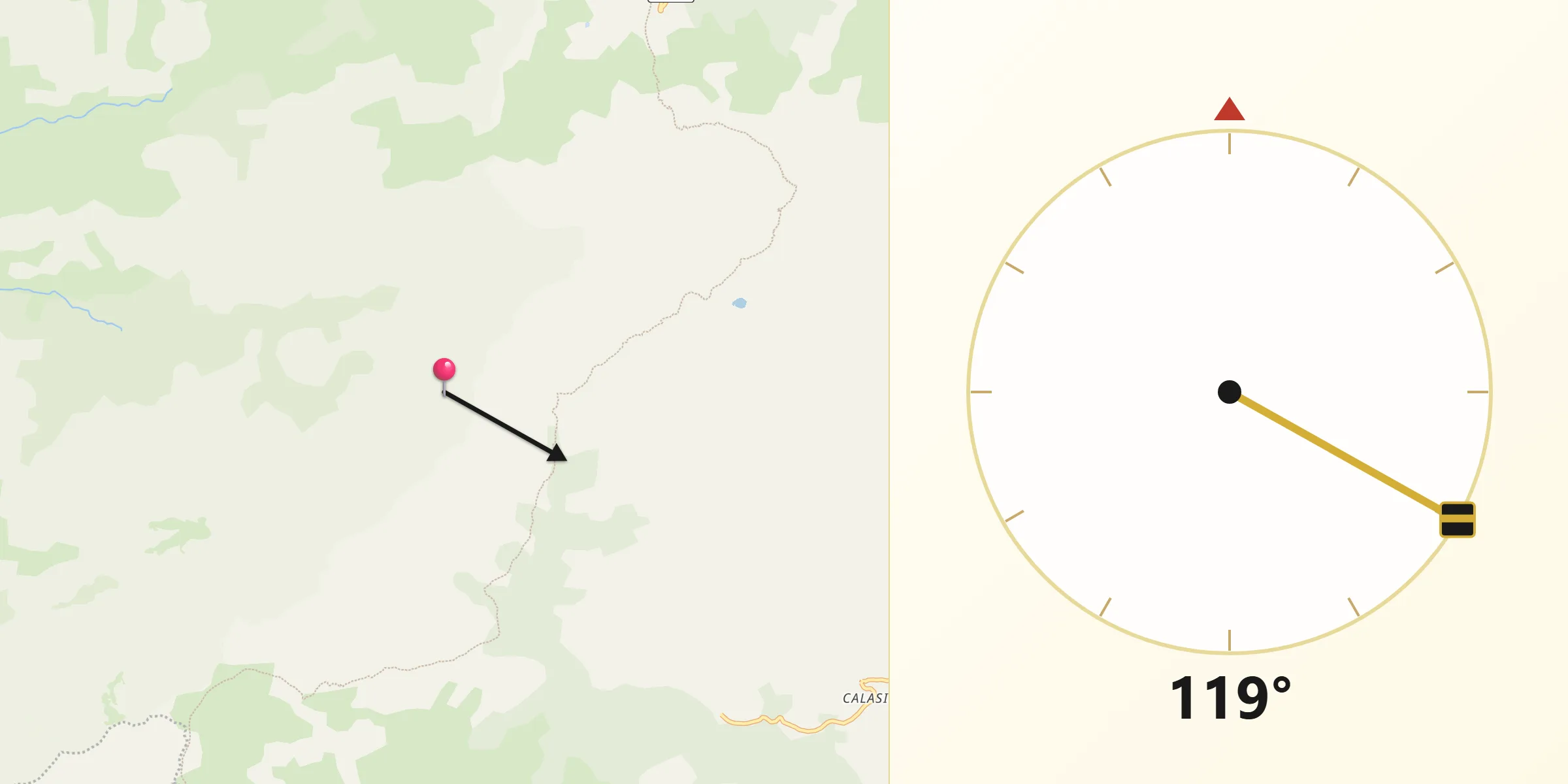 Direction vers la Qibla depuis Lozzi