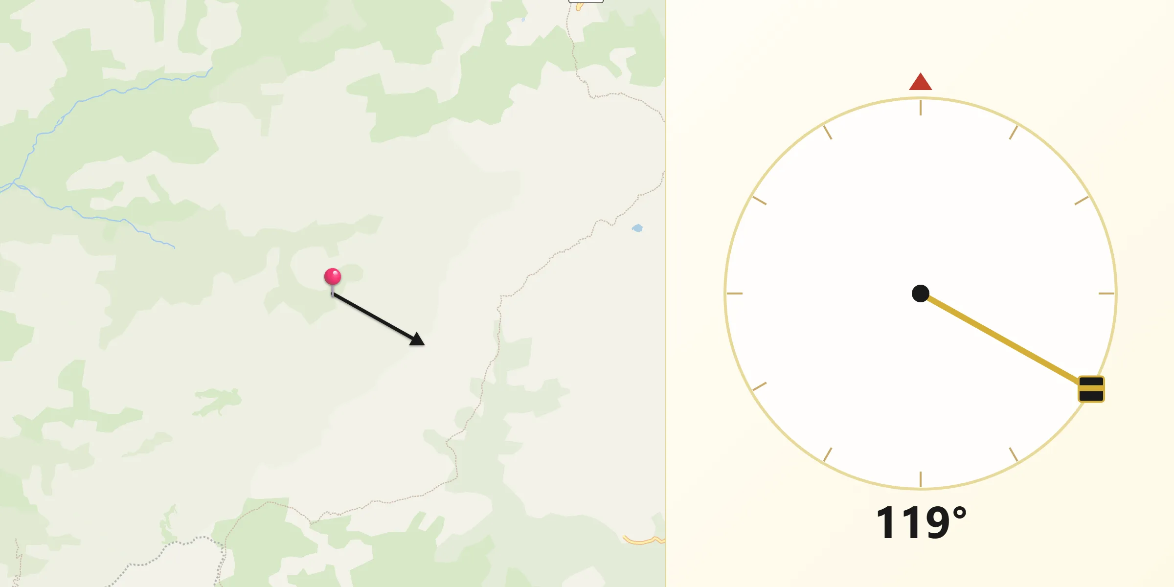 Direction vers la Qibla depuis Corscia