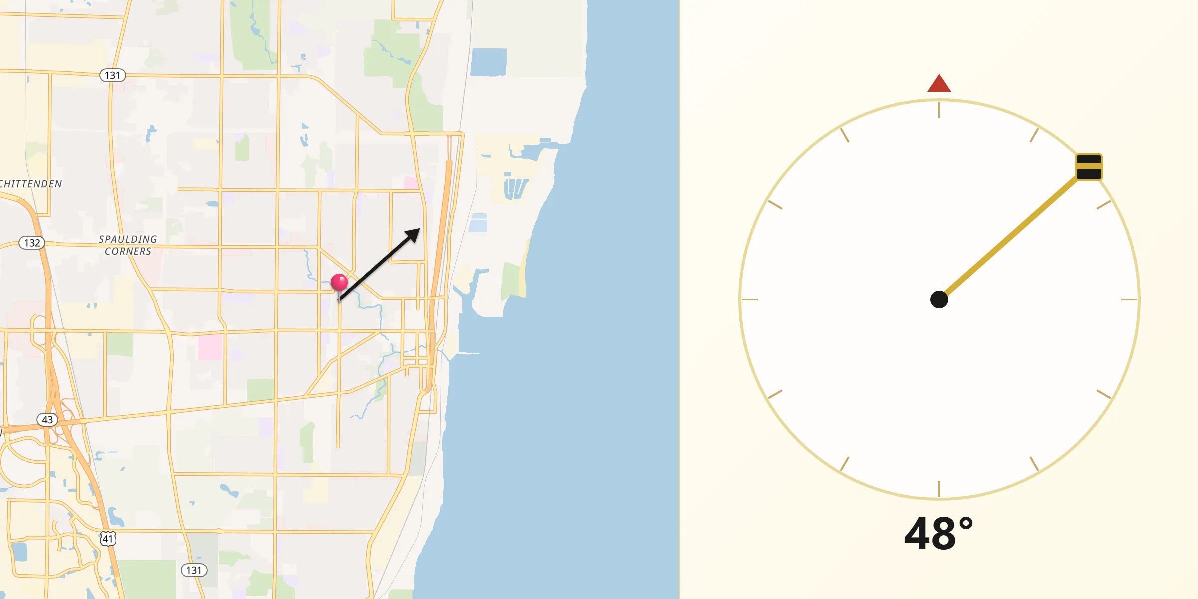 Qibla Direction from Waukegan