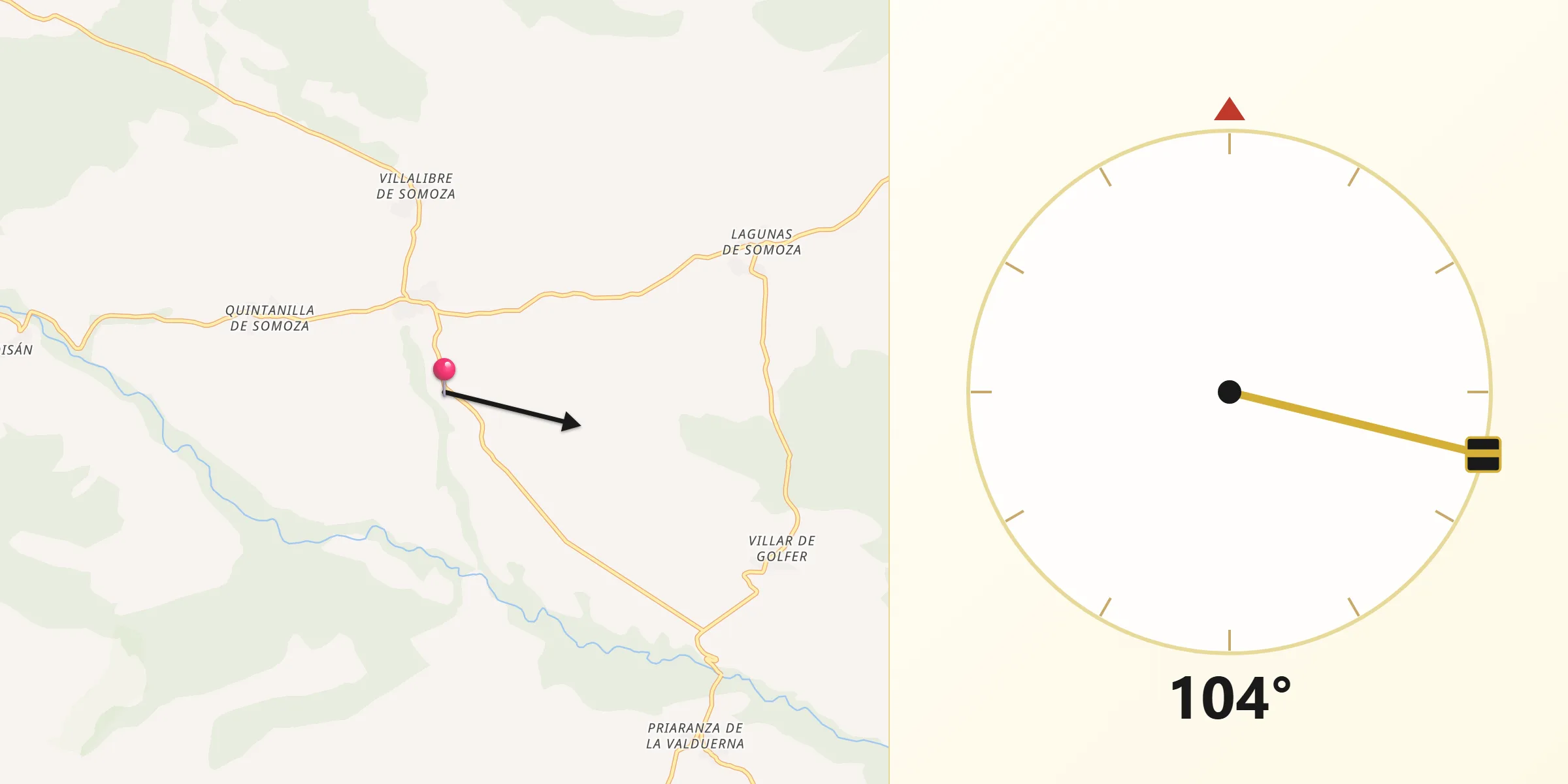 Dirección de la Qibla desde Luyego