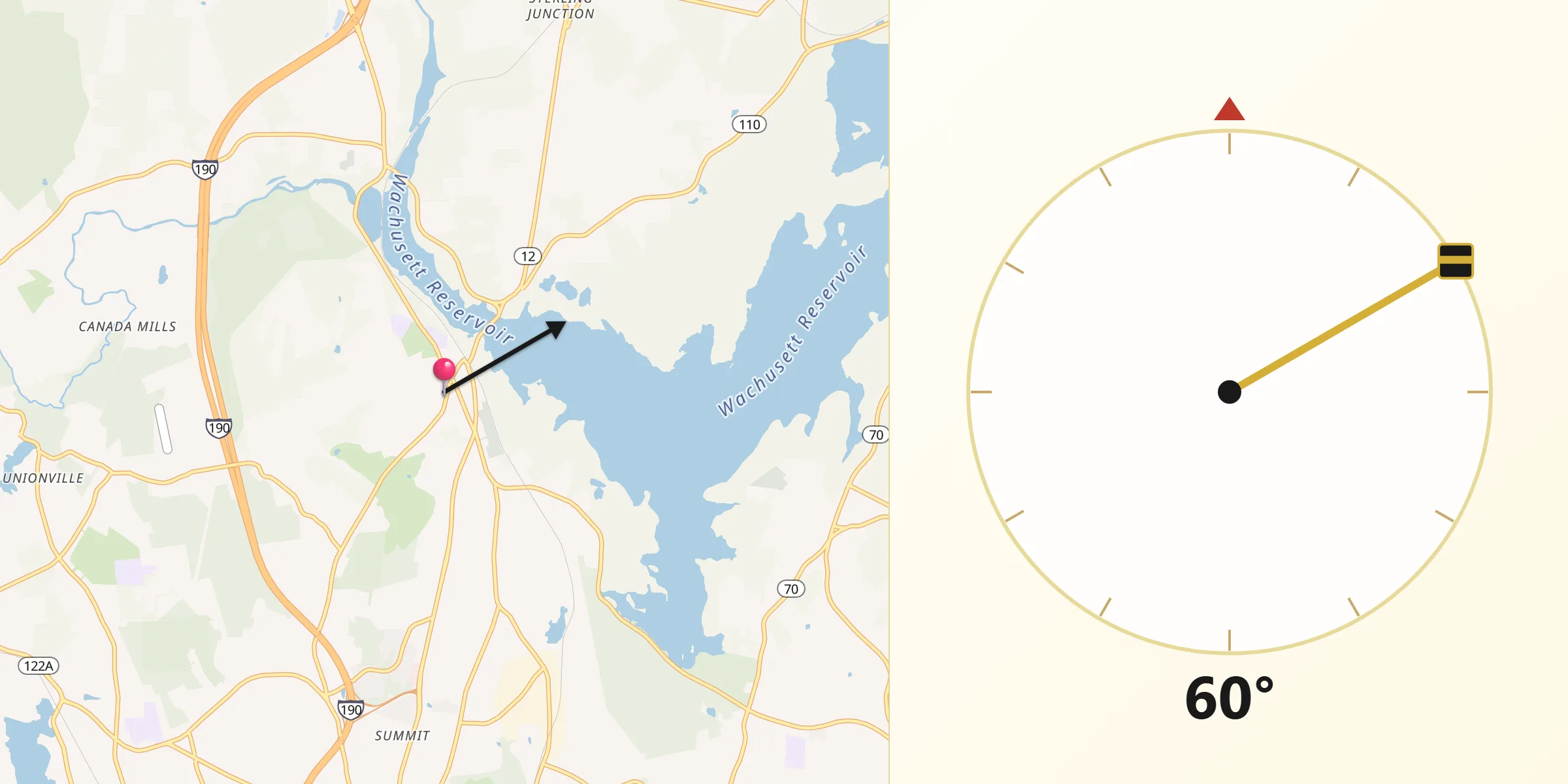 Qibla Direction from West Boylston