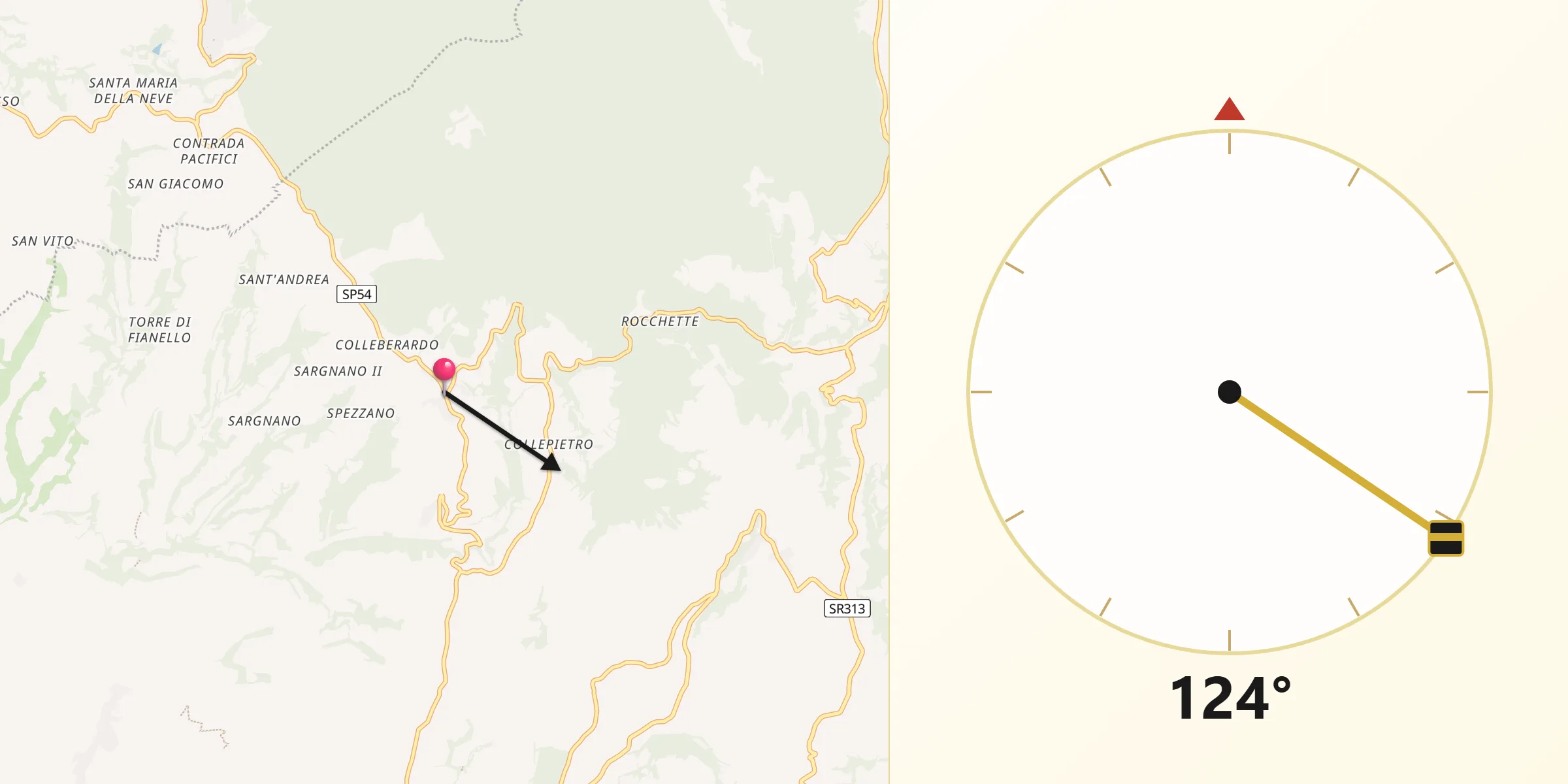 Direzione della Qibla da Montebuono