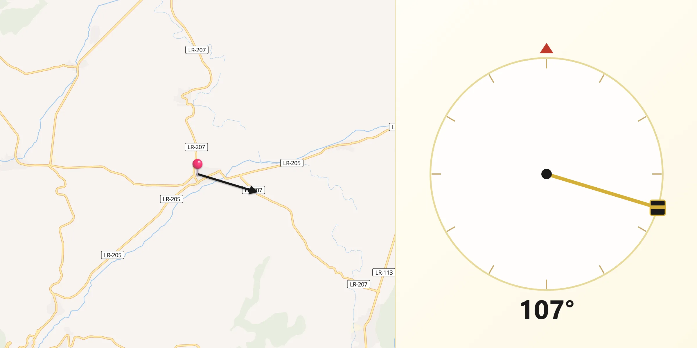Dirección de la Qibla desde Badarán