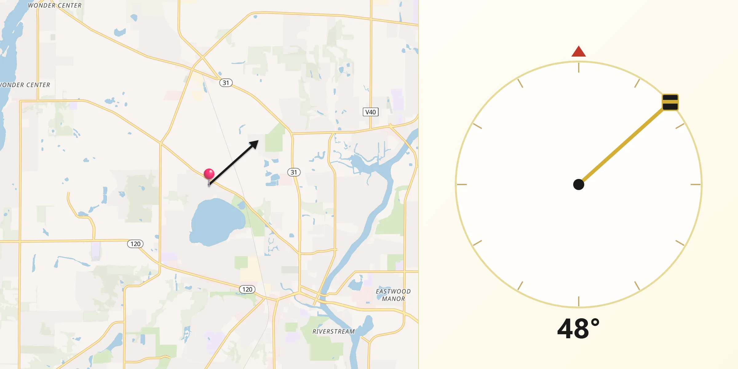 Qibla Direction from McCullom Lake