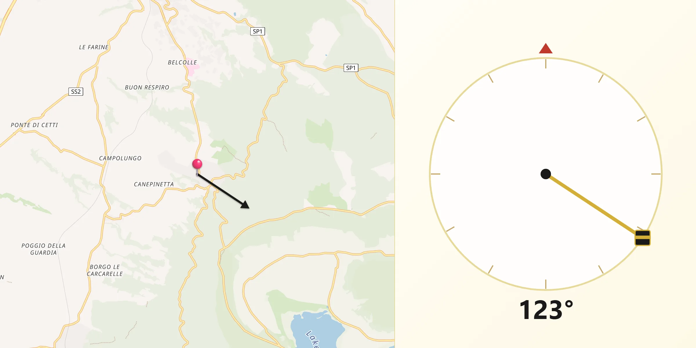 Direzione della Qibla da San Martino al Cimino
