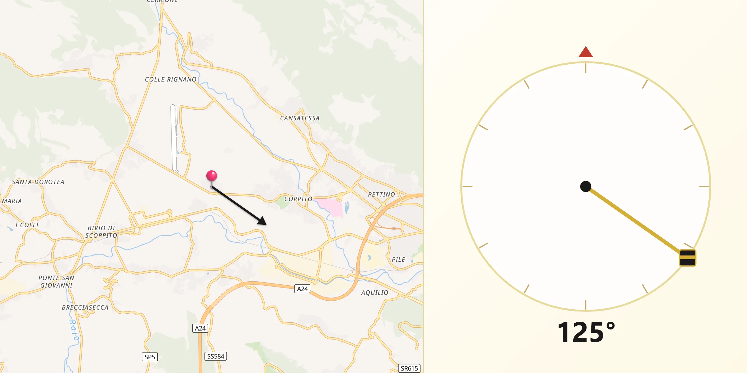 Direzione della Qibla da Progetto Case Coppito 3