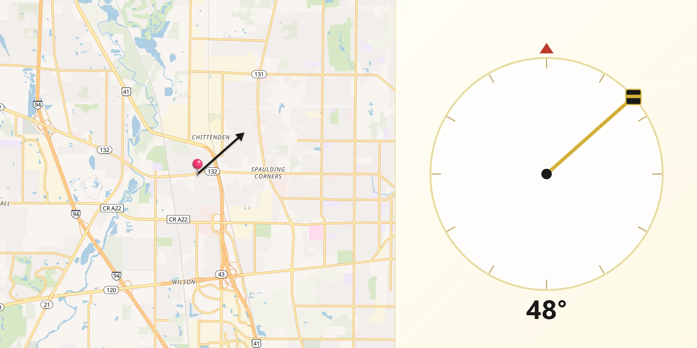 Qibla Direction from Gurnee