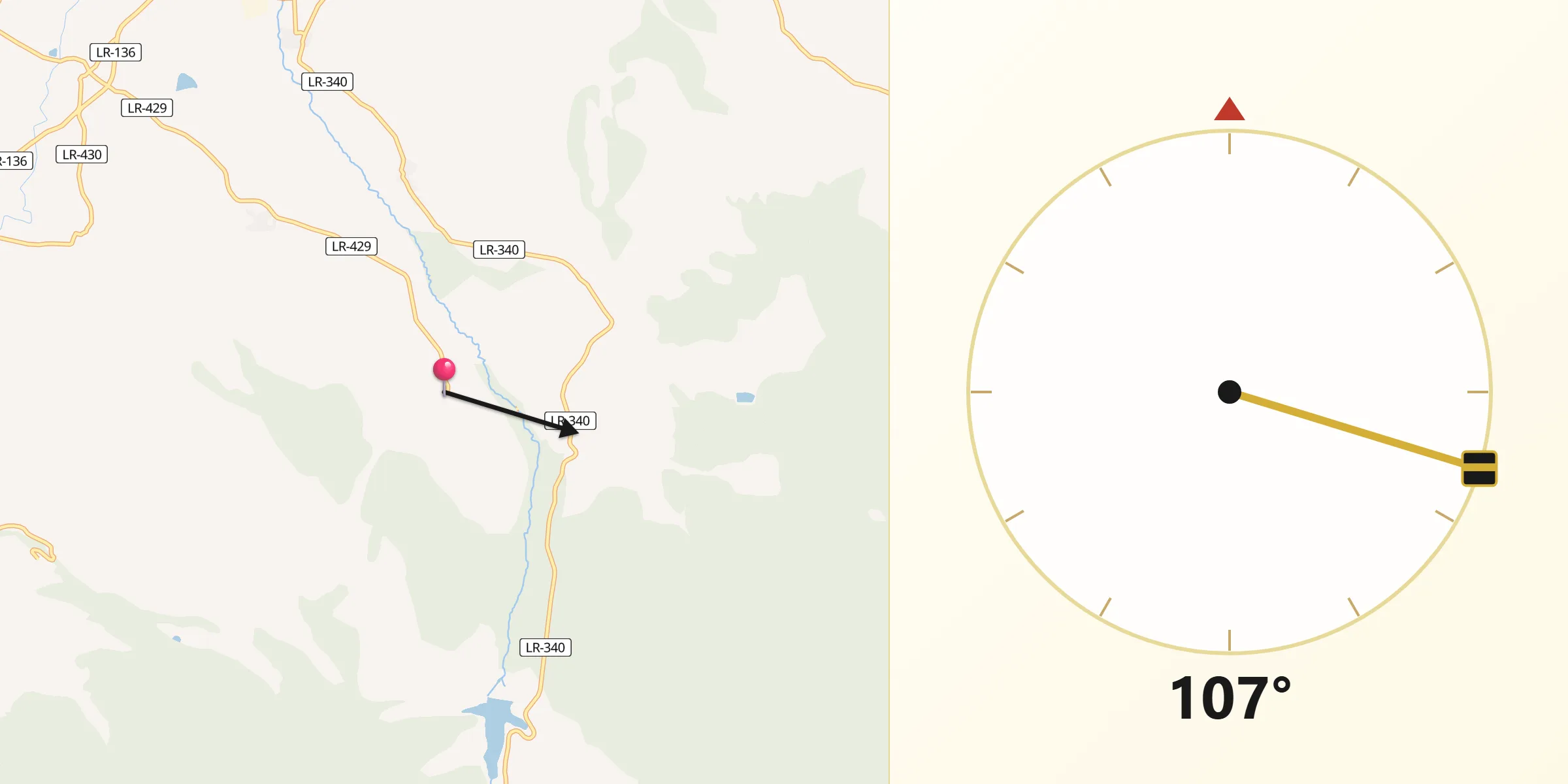 Dirección de la Qibla desde Bezares
