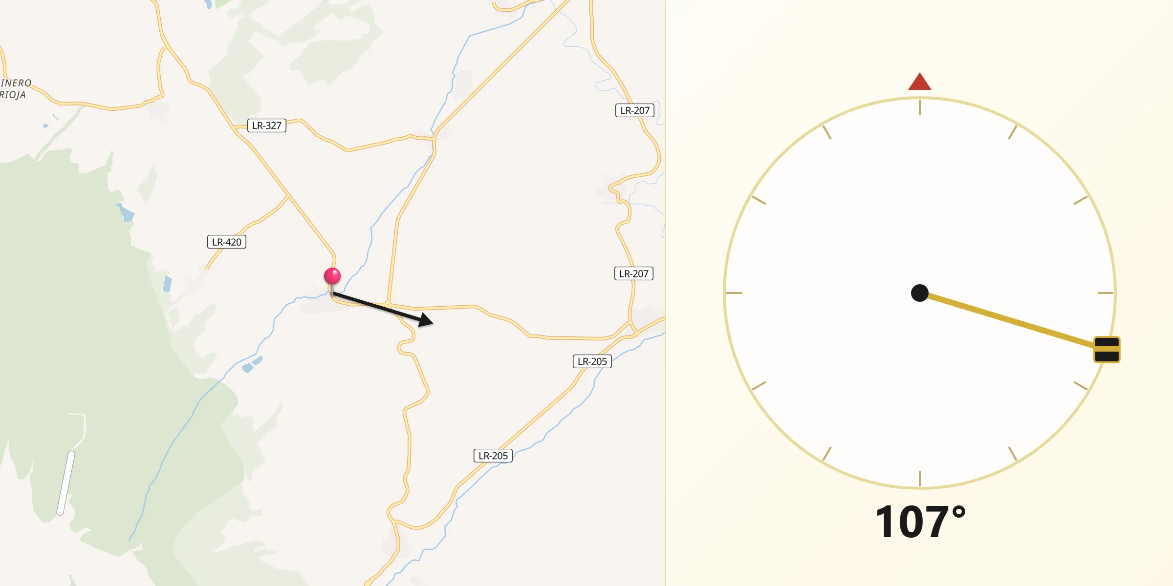 Dirección de la Qibla desde Villar de Torre