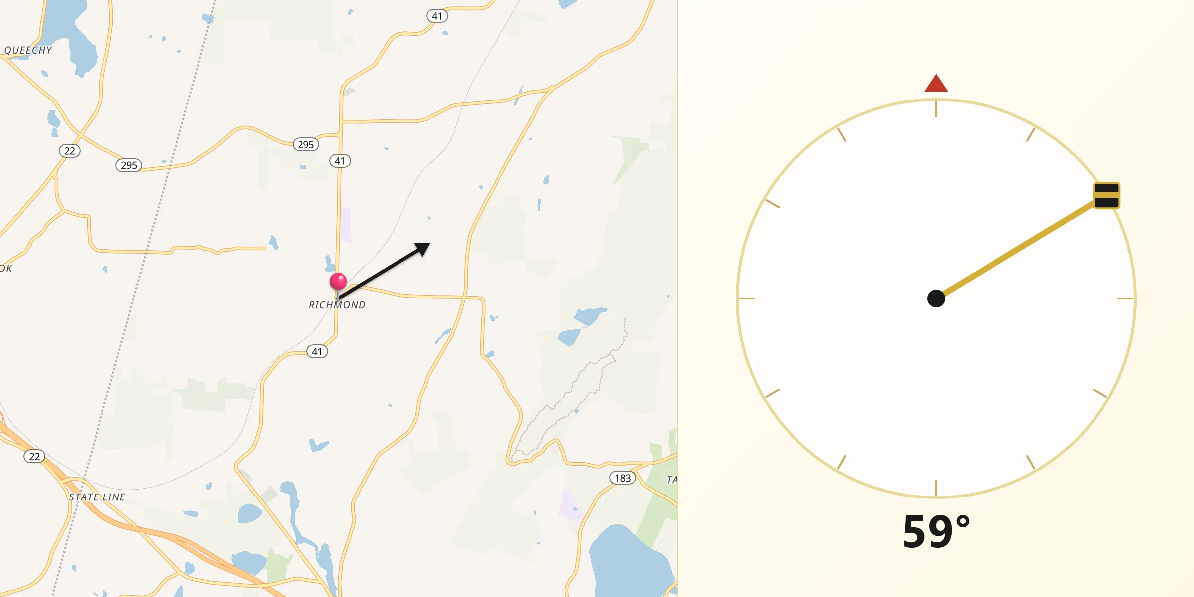 Dirección de la Qibla desde Richmond
