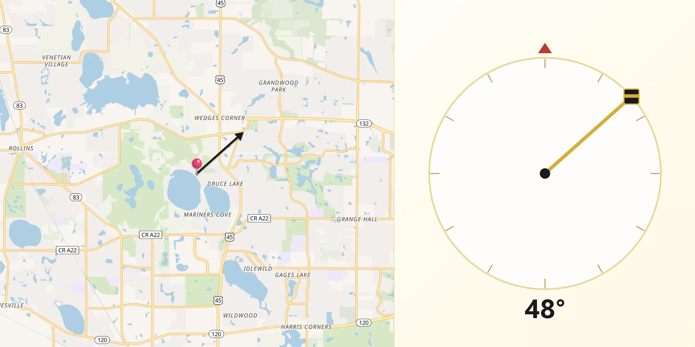Qibla Direction from Third Lake