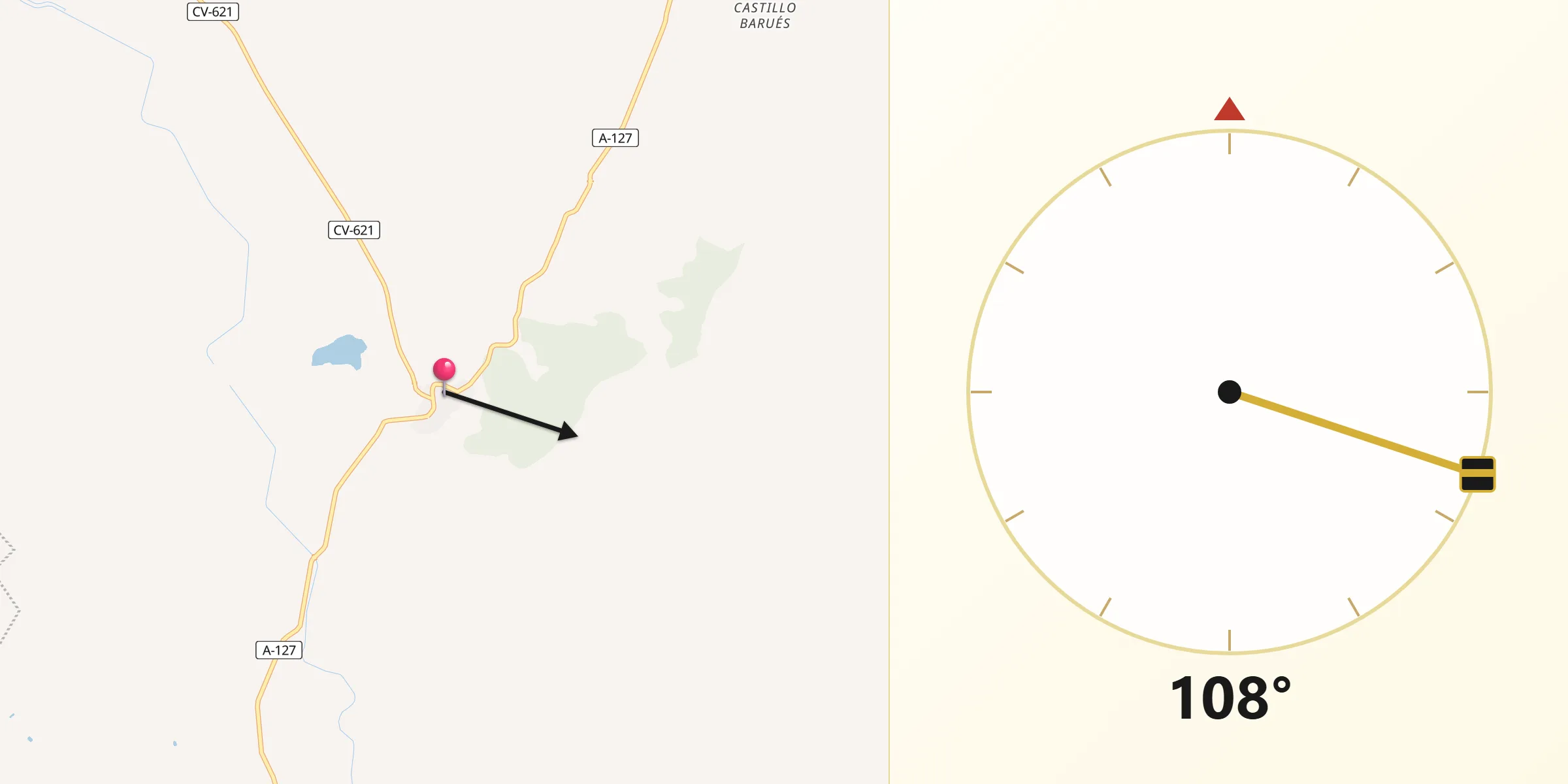 Dirección de la Qibla desde Castiliscar