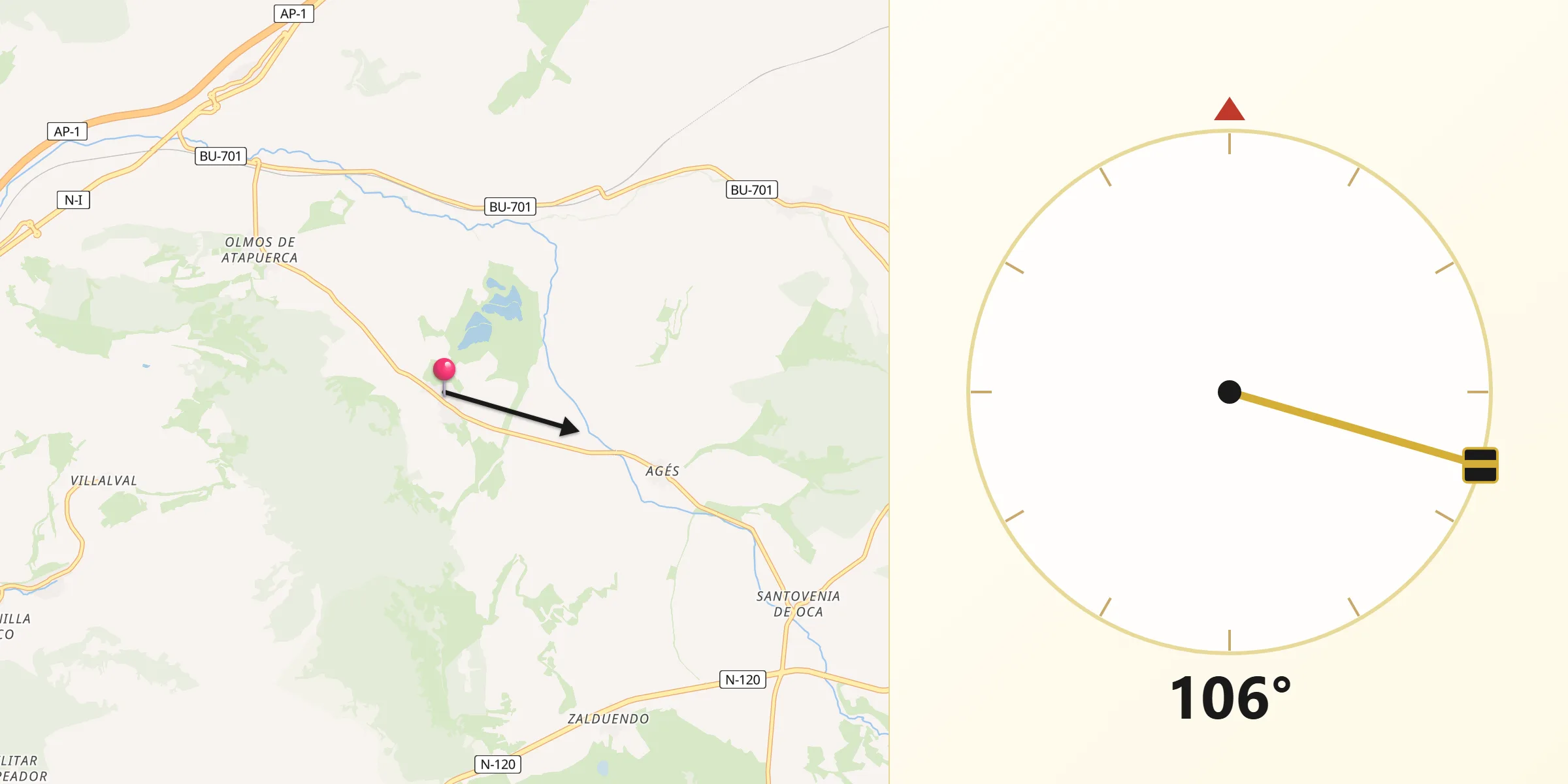 Dirección de la Qibla desde Atapuerca