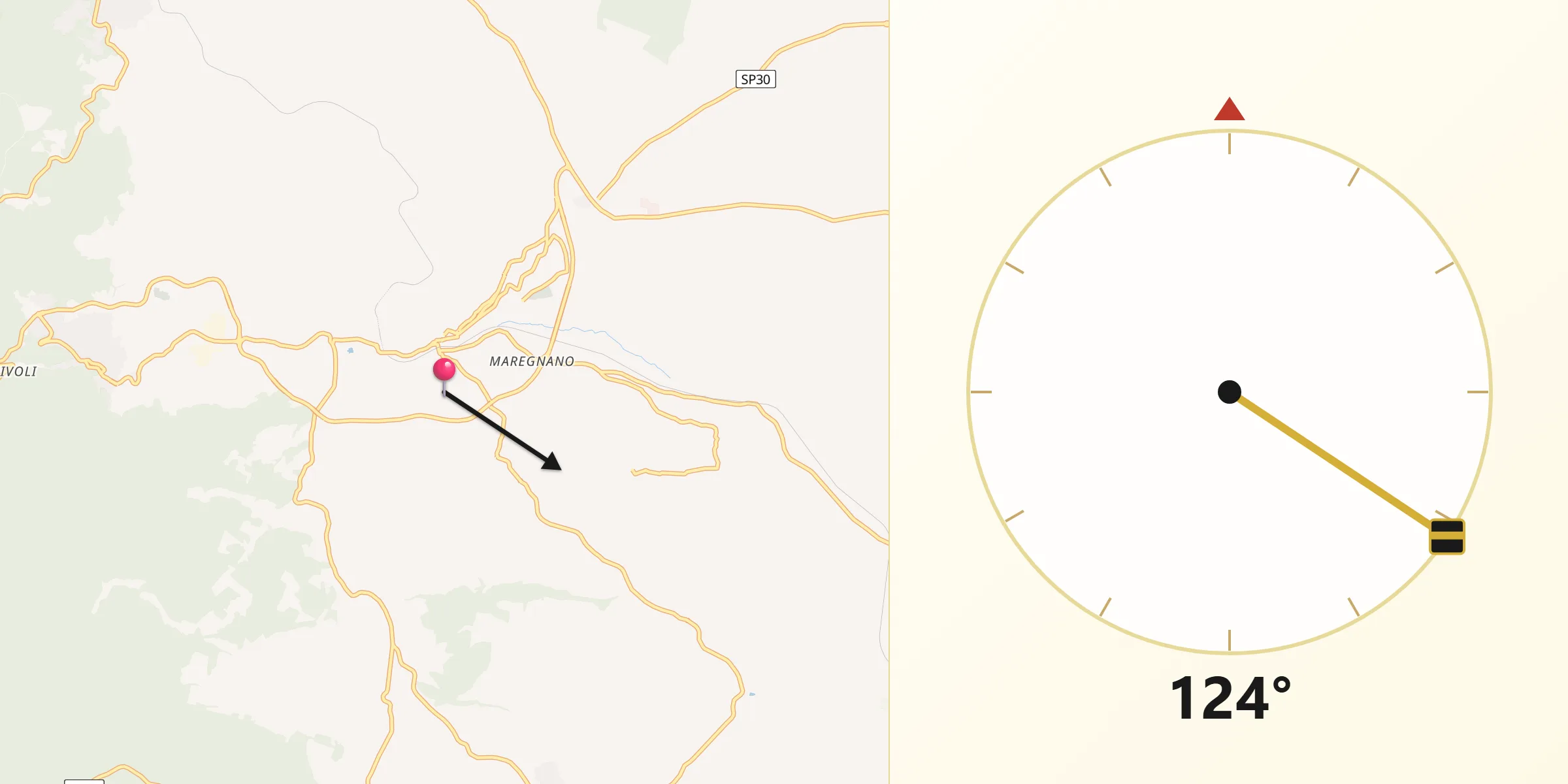 Direzione della Qibla da Vignanello