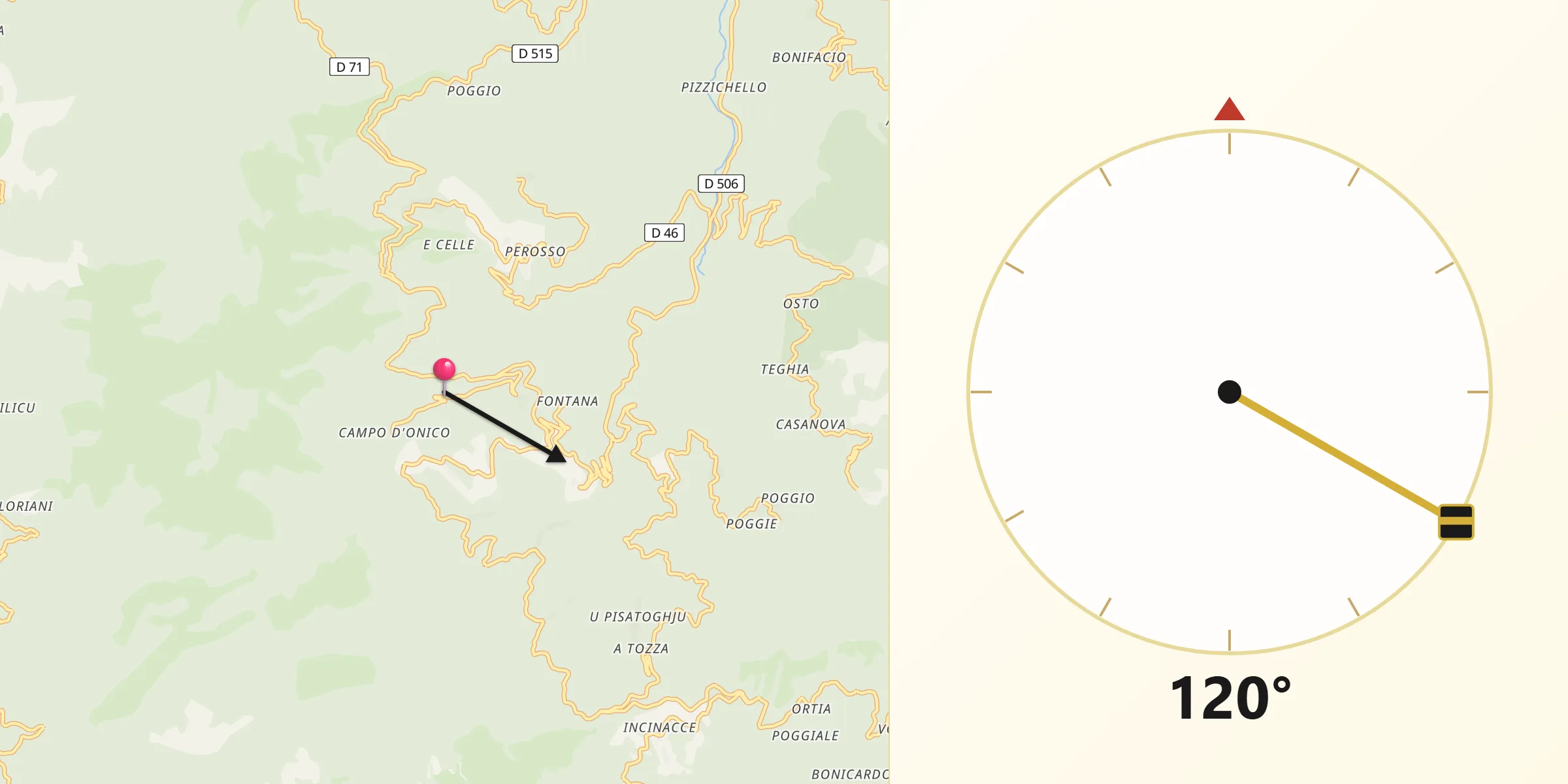 Direction vers la Qibla depuis Stazzona