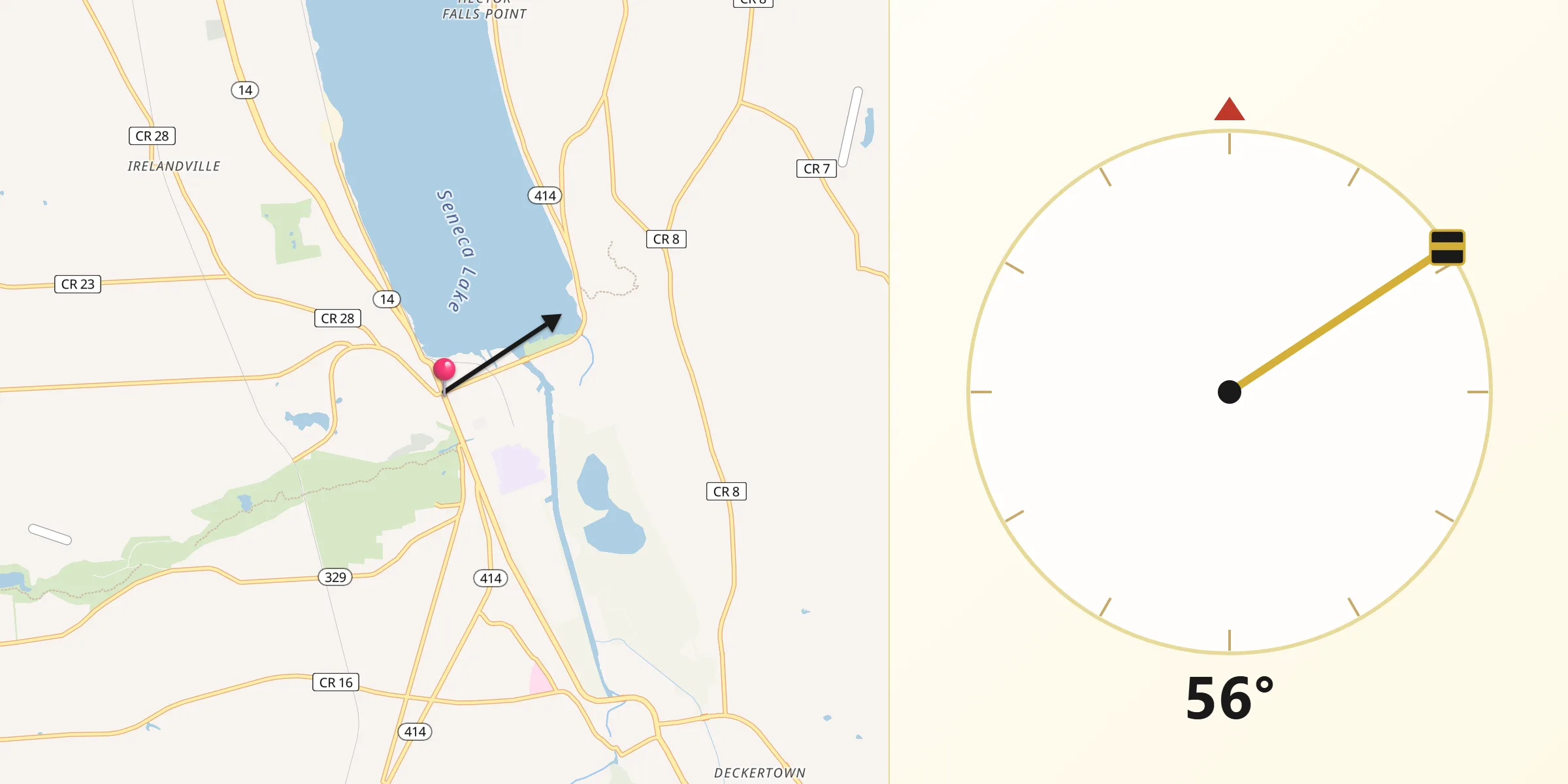 Qibla Direction from Watkins Glen