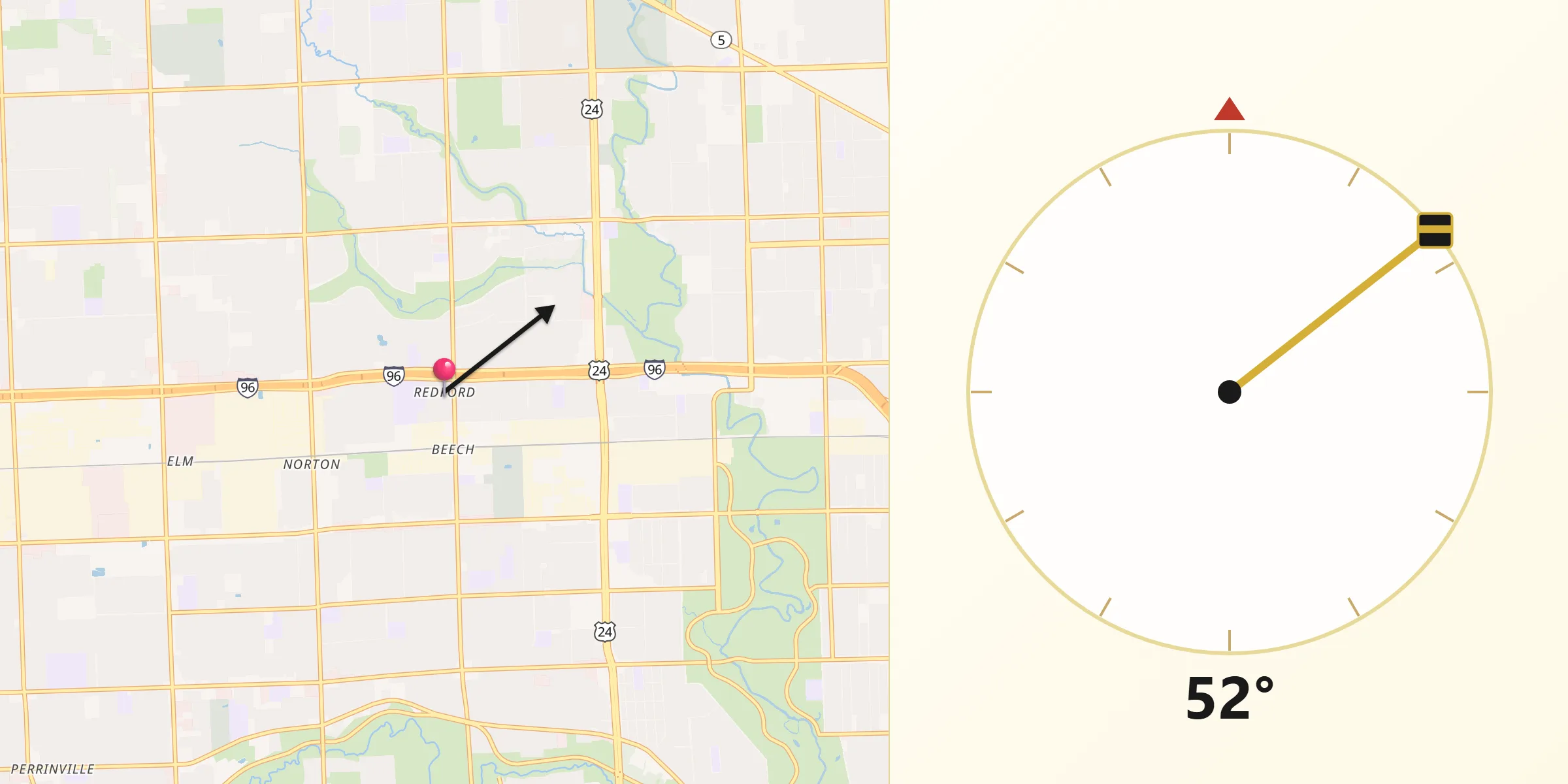 Qibla Direction from Redford