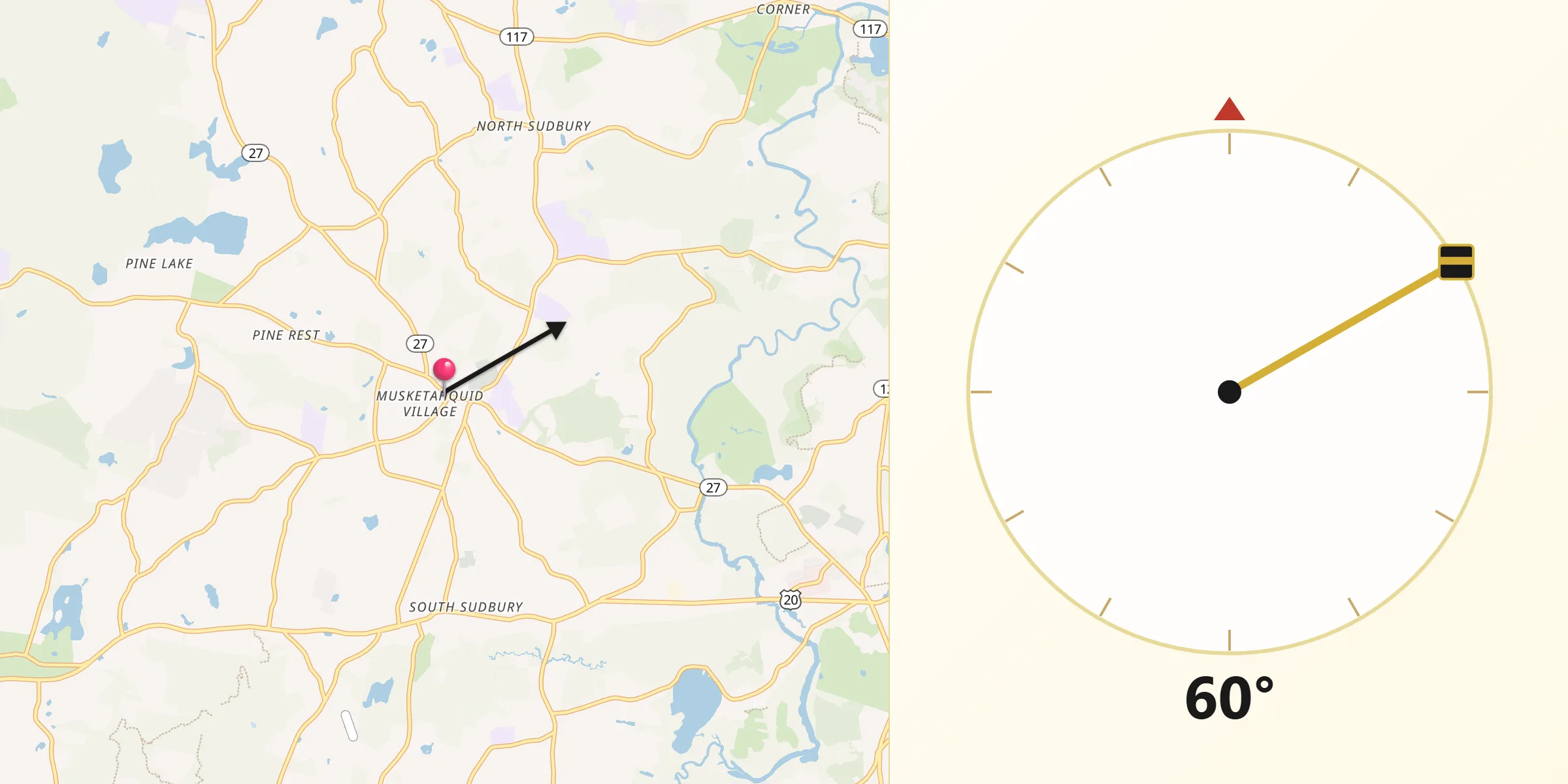 Qibla Direction from Sudbury