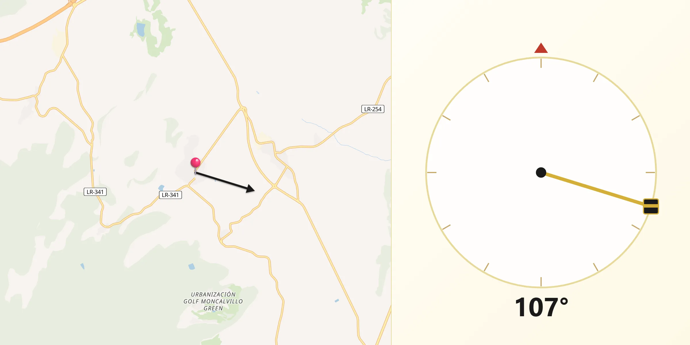 Dirección de la Qibla desde Medrano
