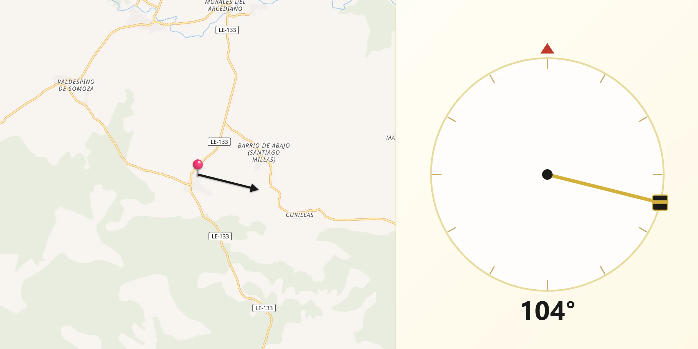 Dirección de la Qibla desde Santiago Millas