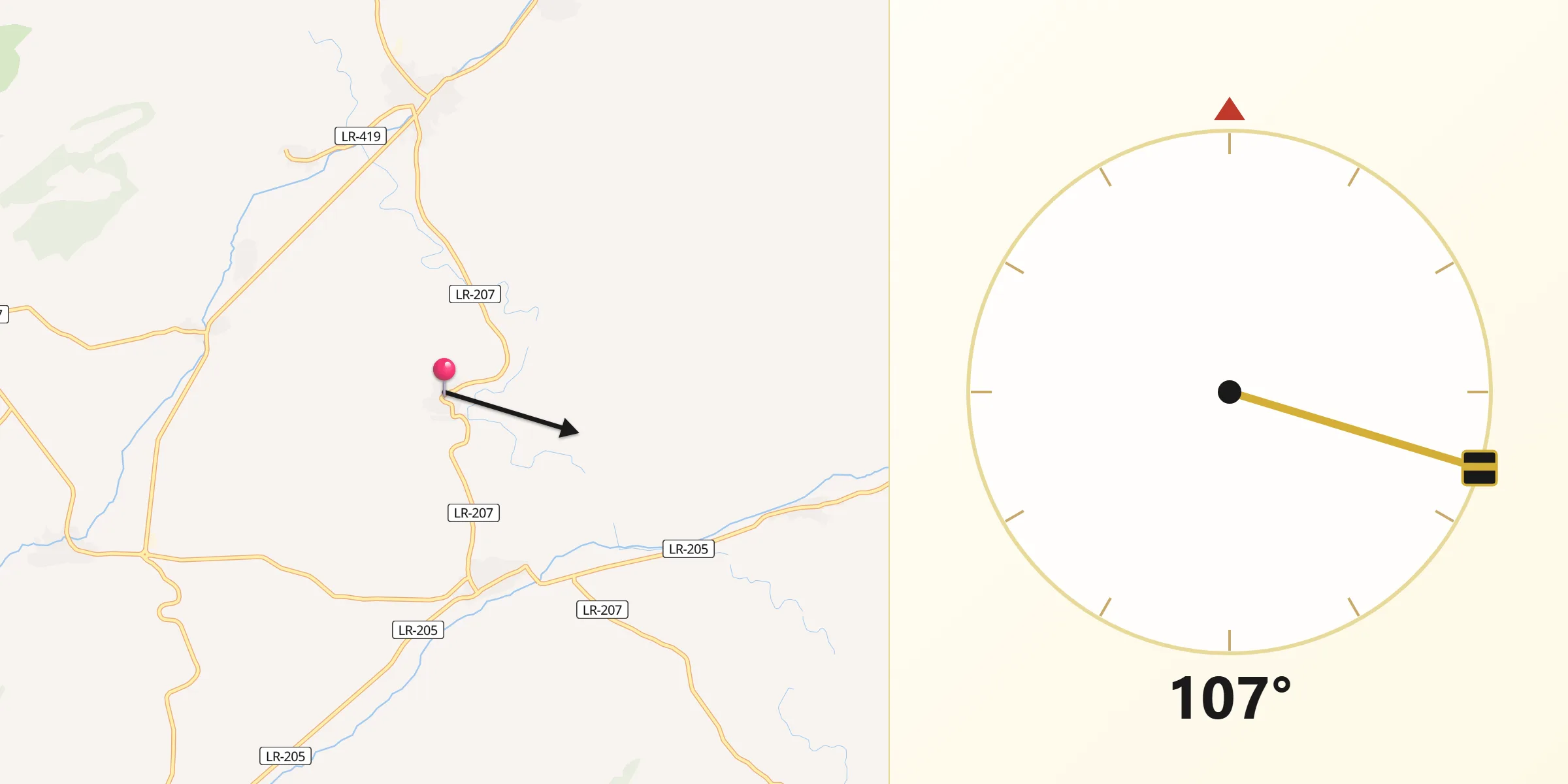 Dirección de la Qibla desde Cordovín