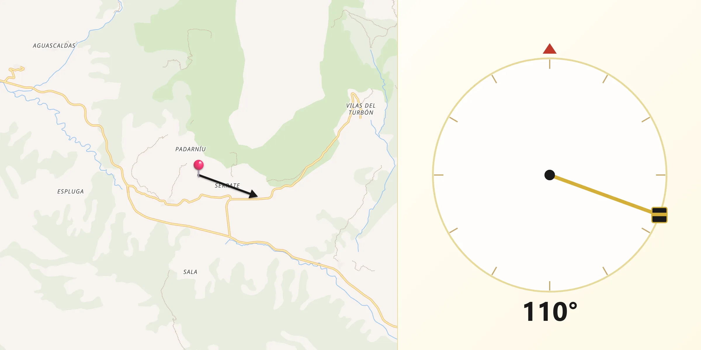 Dirección de la Qibla desde Valle de Lierp
