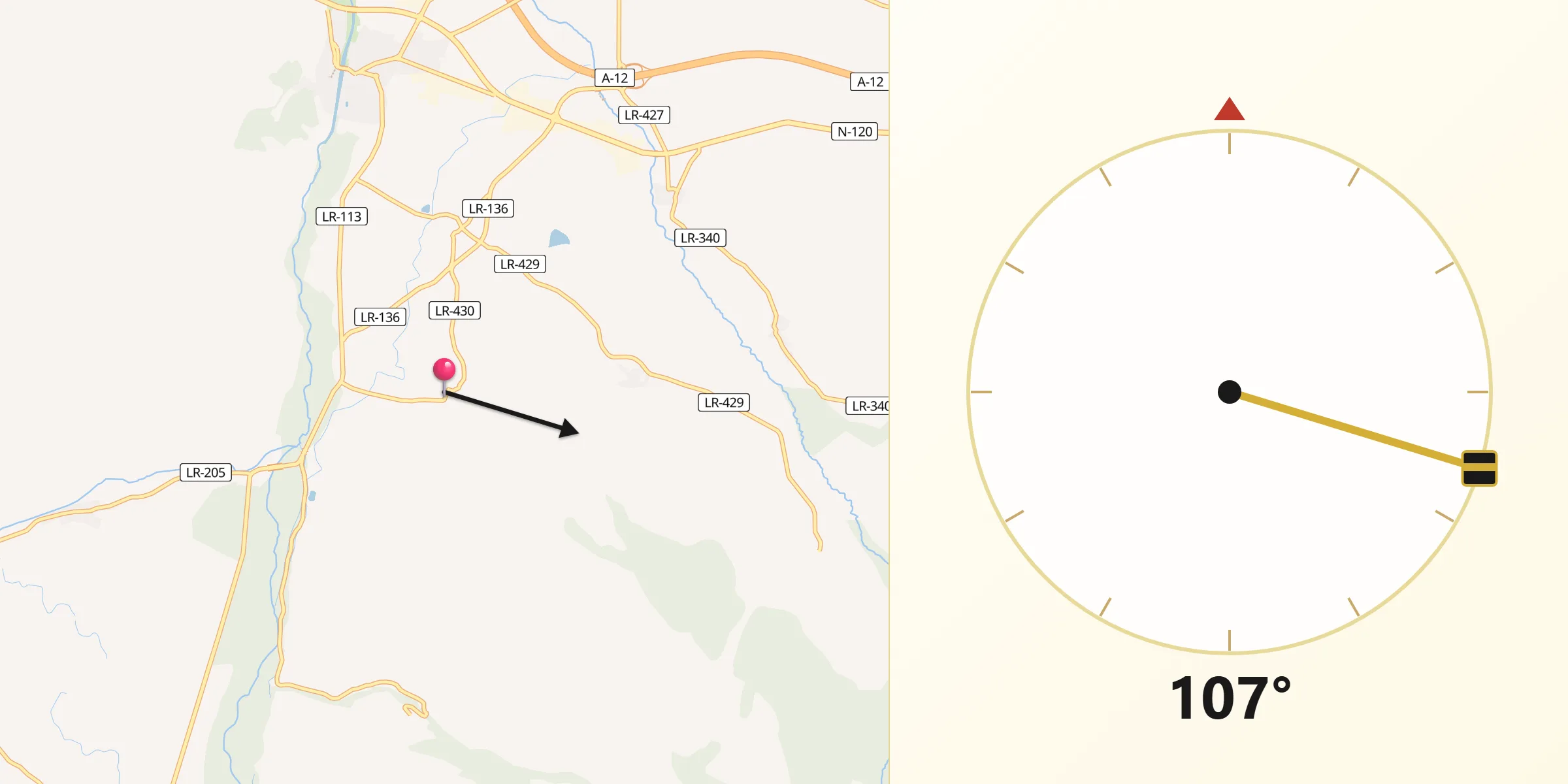 Dirección de la Qibla desde Arenzana de Abajo