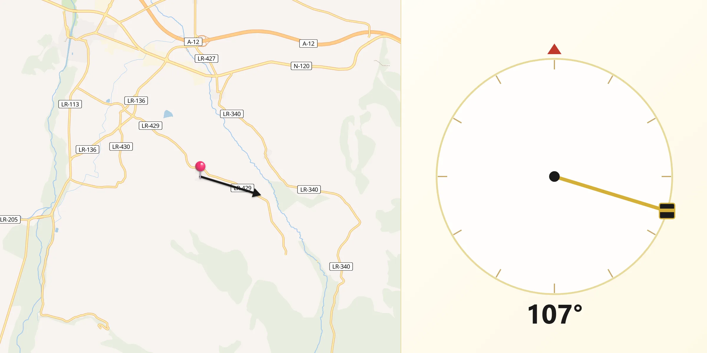 Dirección de la Qibla desde Arenzana de Arriba