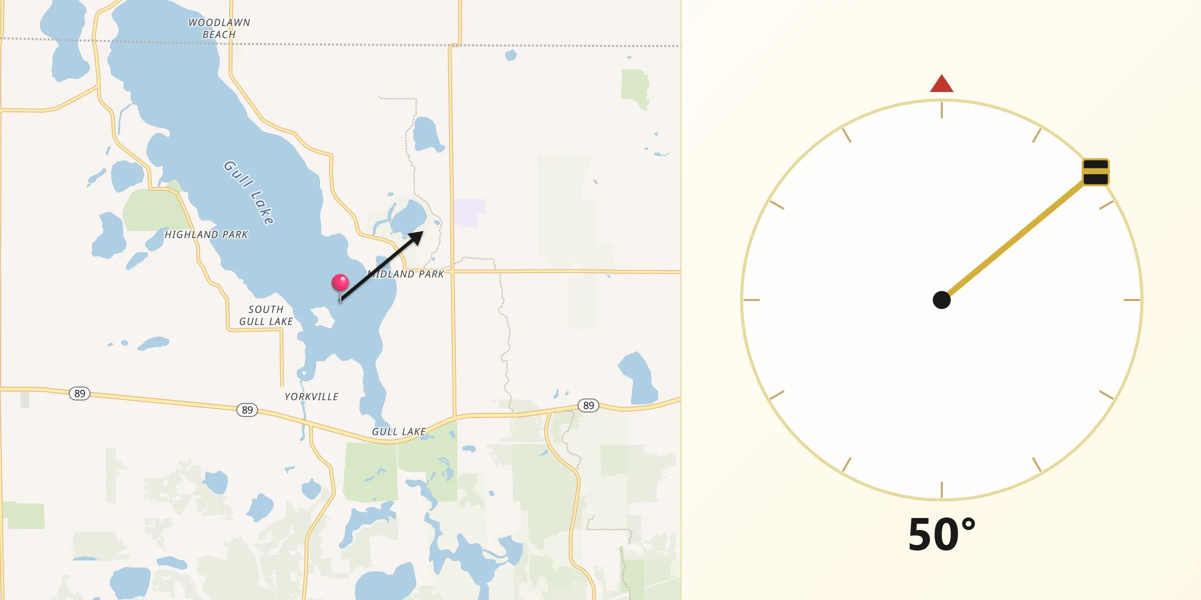 Qibla Direction from South Gull Lake