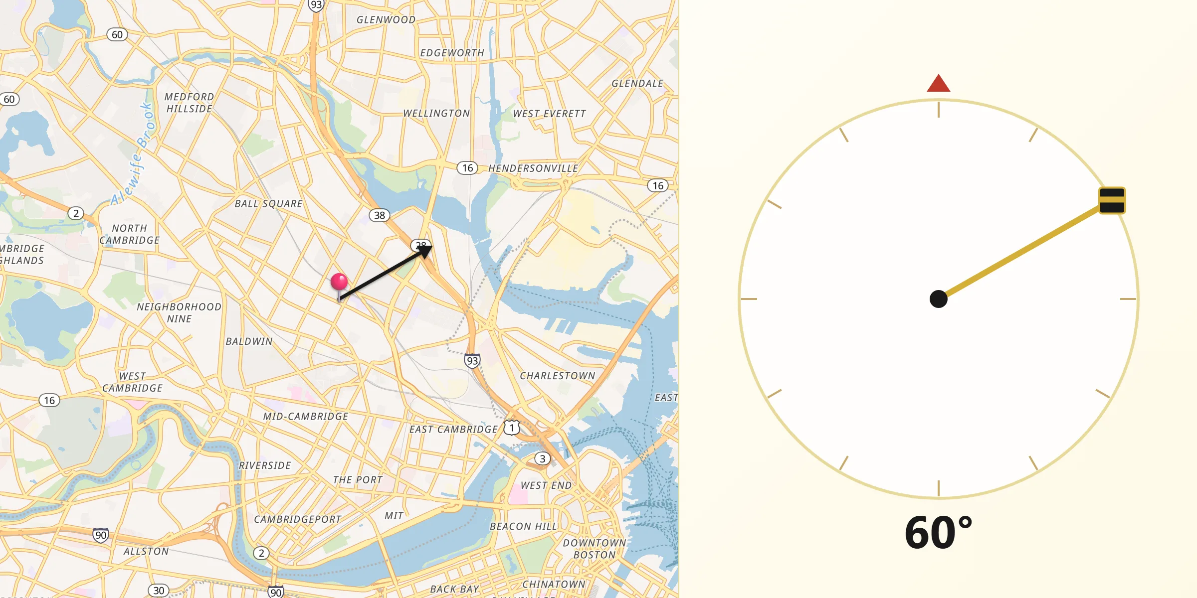 Qibla Direction from Somerville