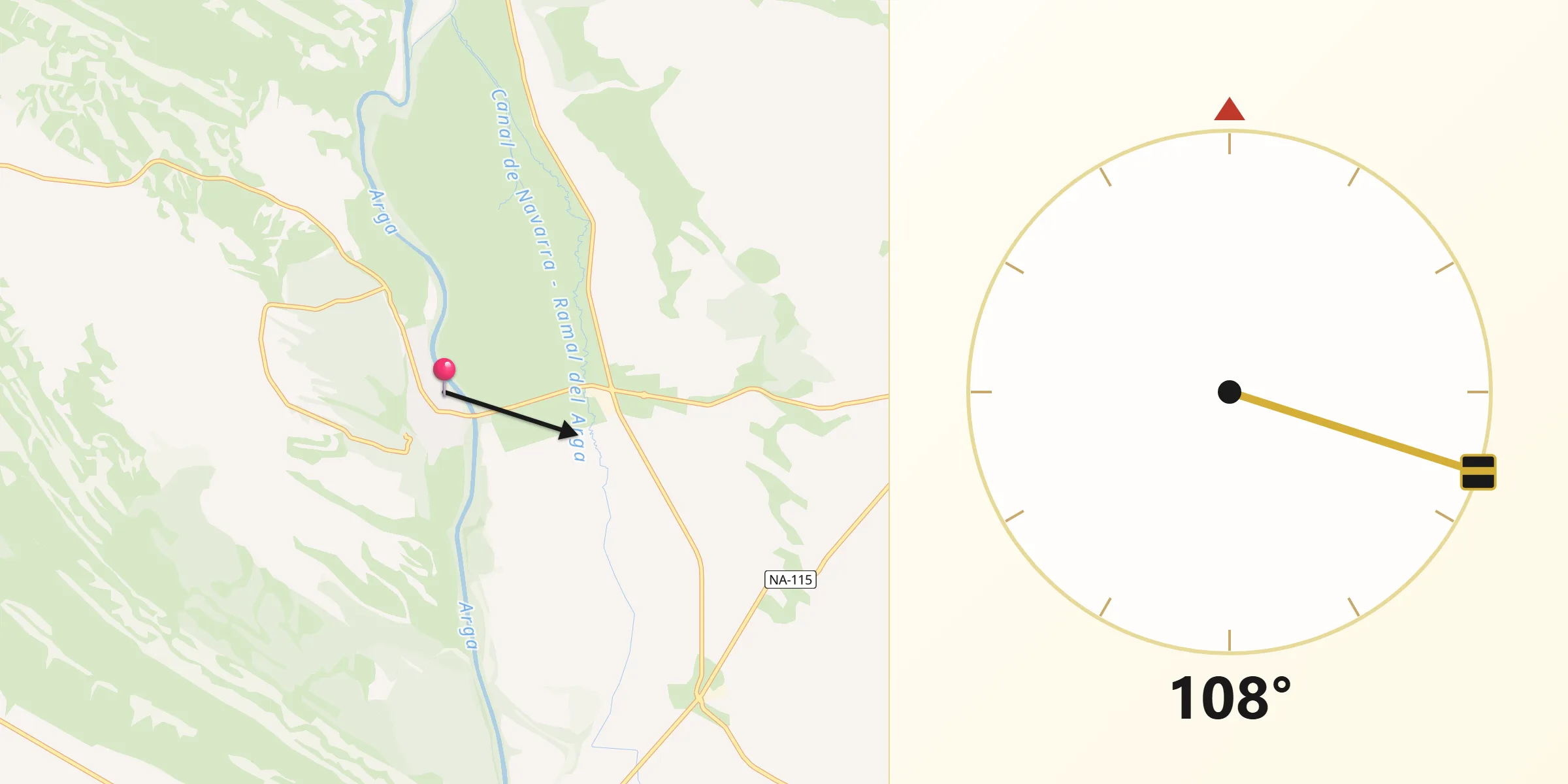 Dirección de la Qibla desde Falces