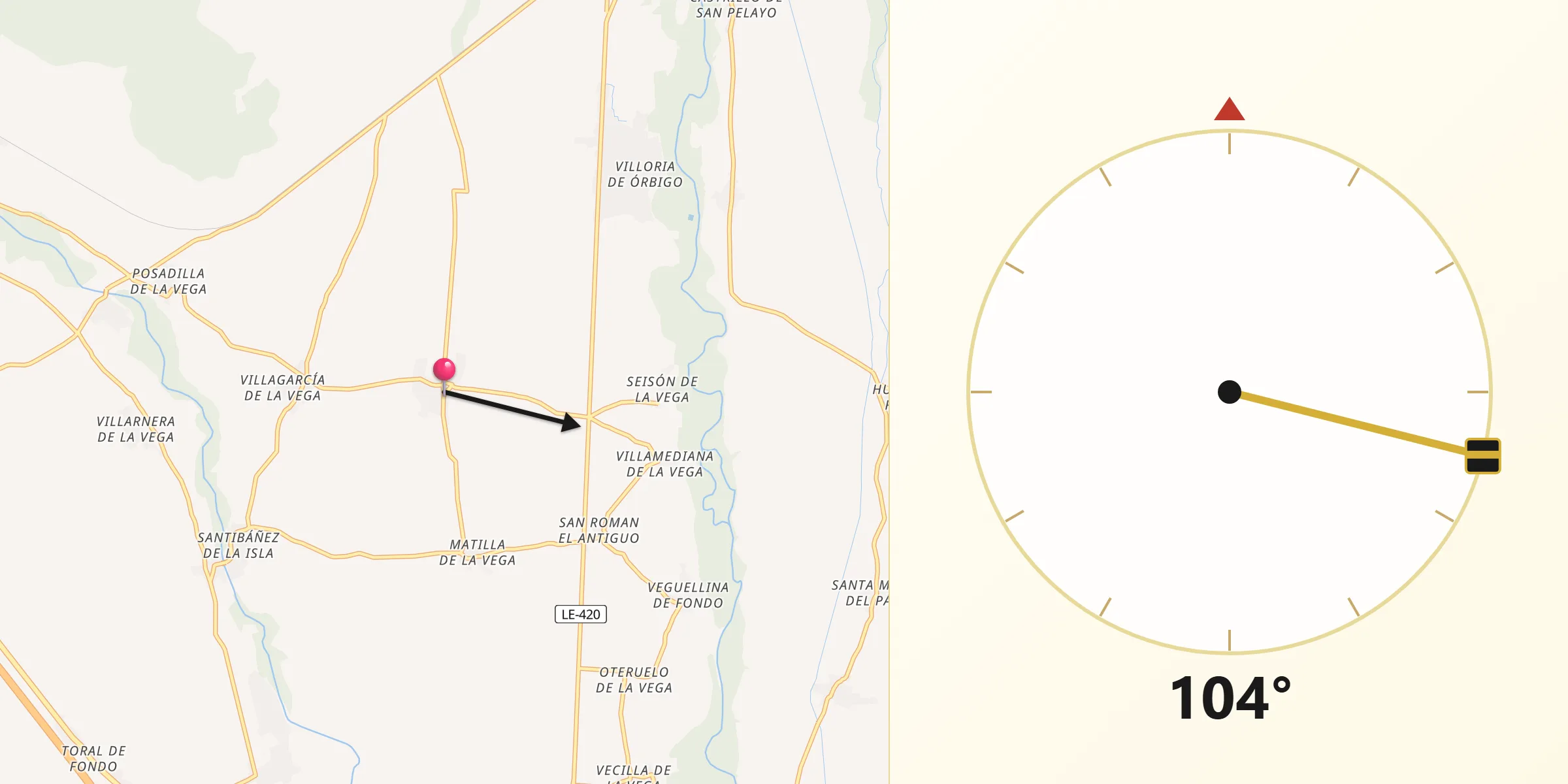Dirección de la Qibla desde San Cristóbal de la Polantera